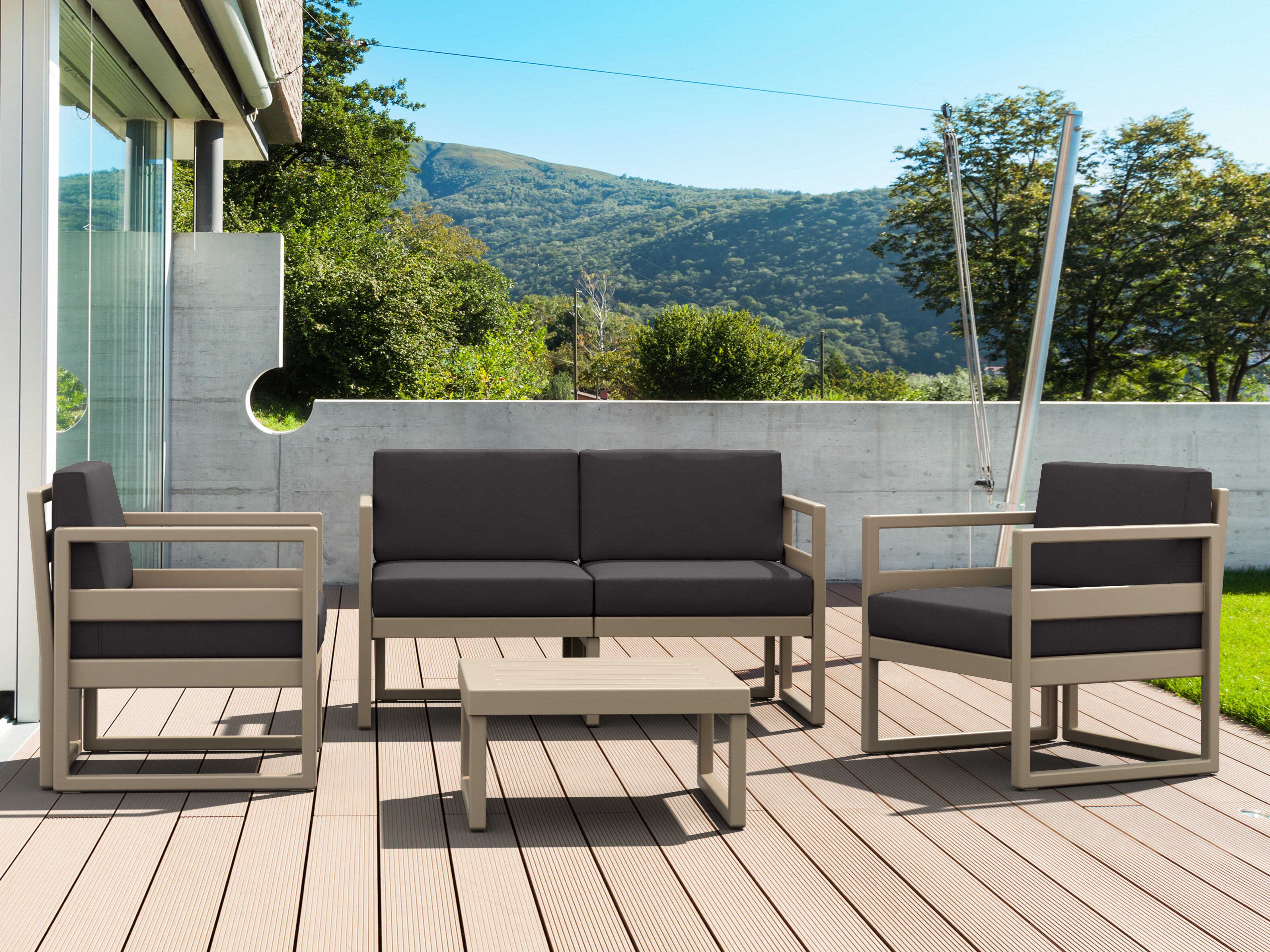 Compamia Mykonos Taupe Resin Cushion Lounge Set
