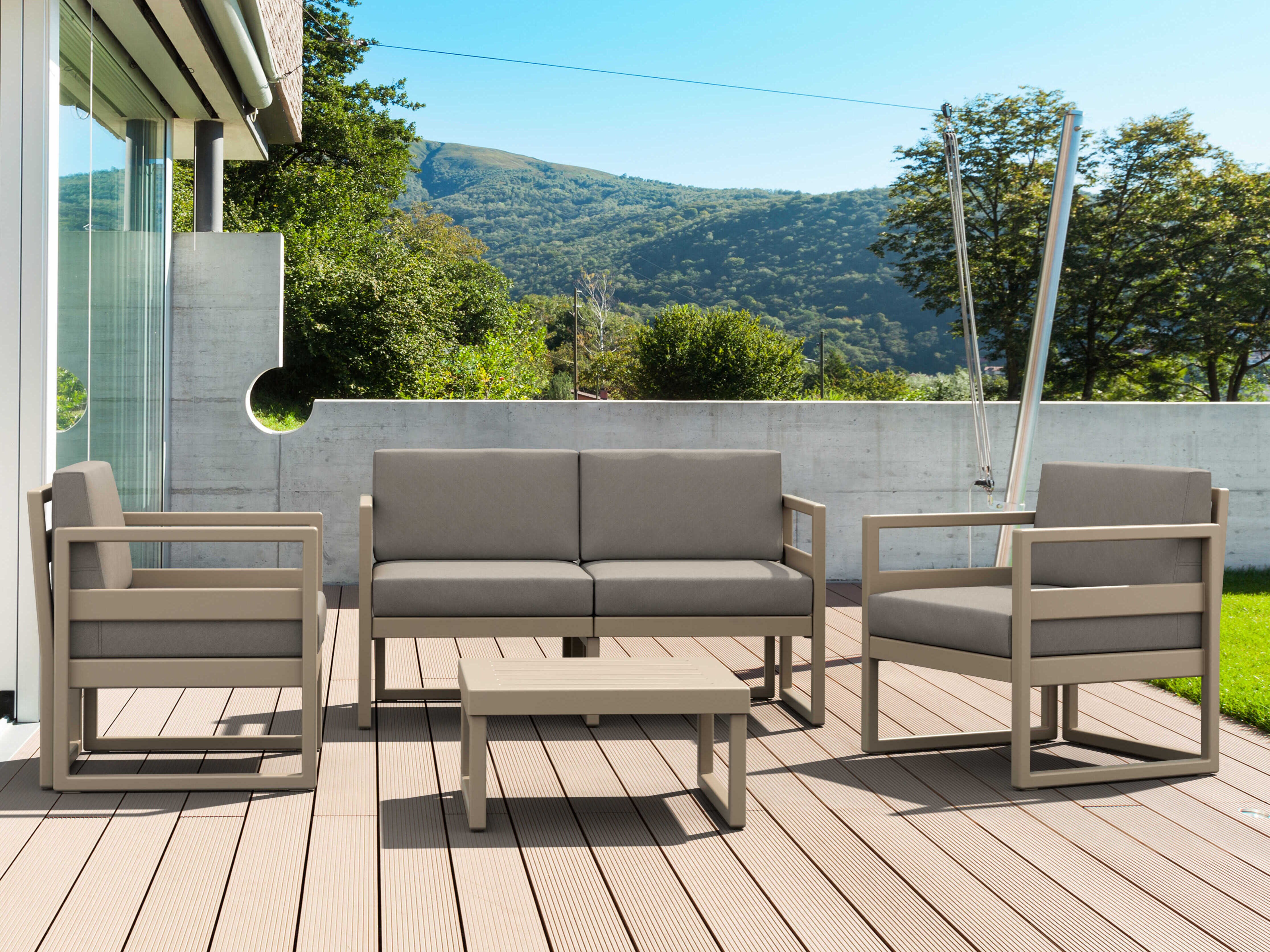 Compamia Mykonos Taupe Resin Cushion Lounge Set