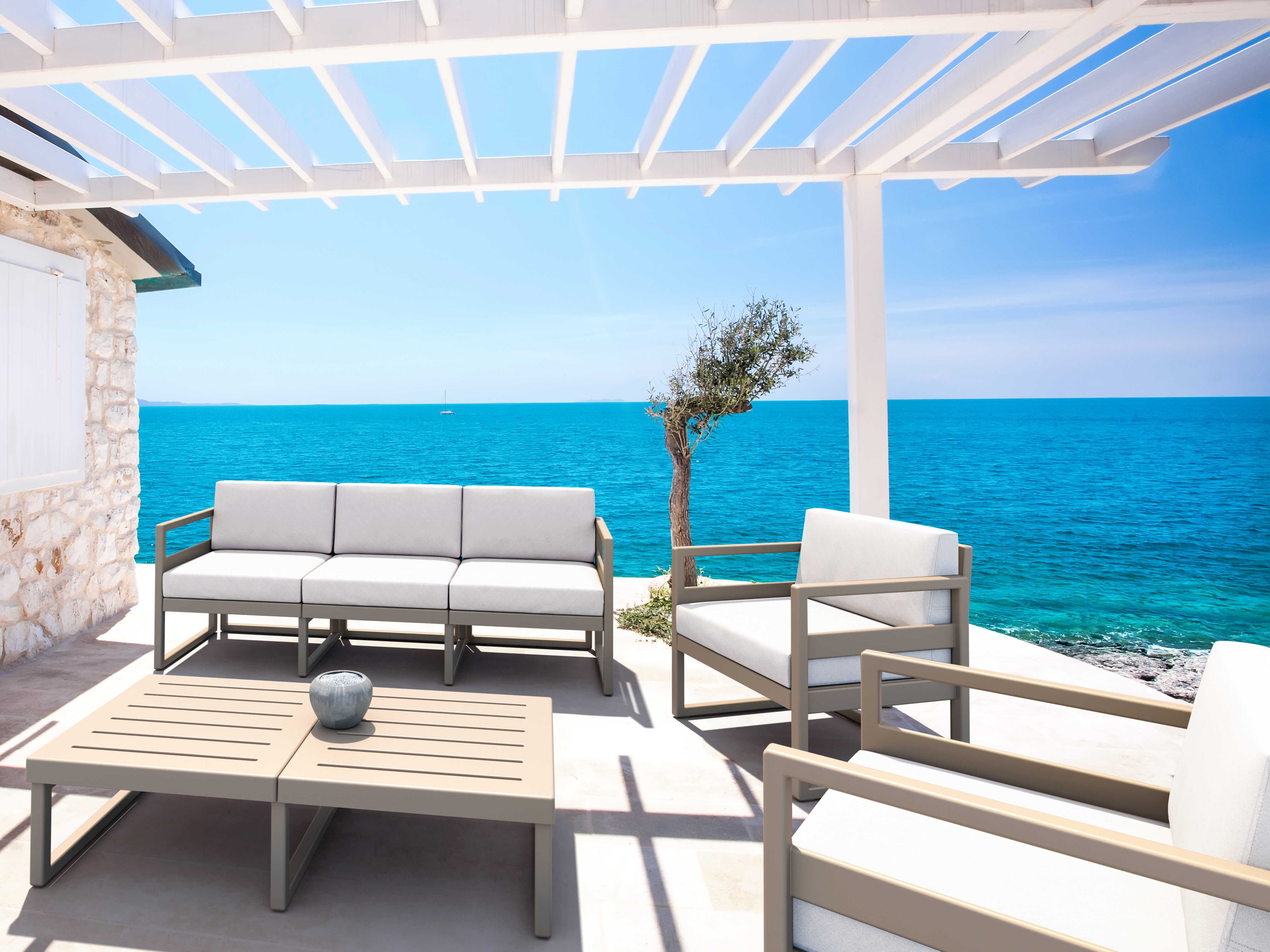 Compamia Mykonos Taupe Resin Cushion Lounge Set