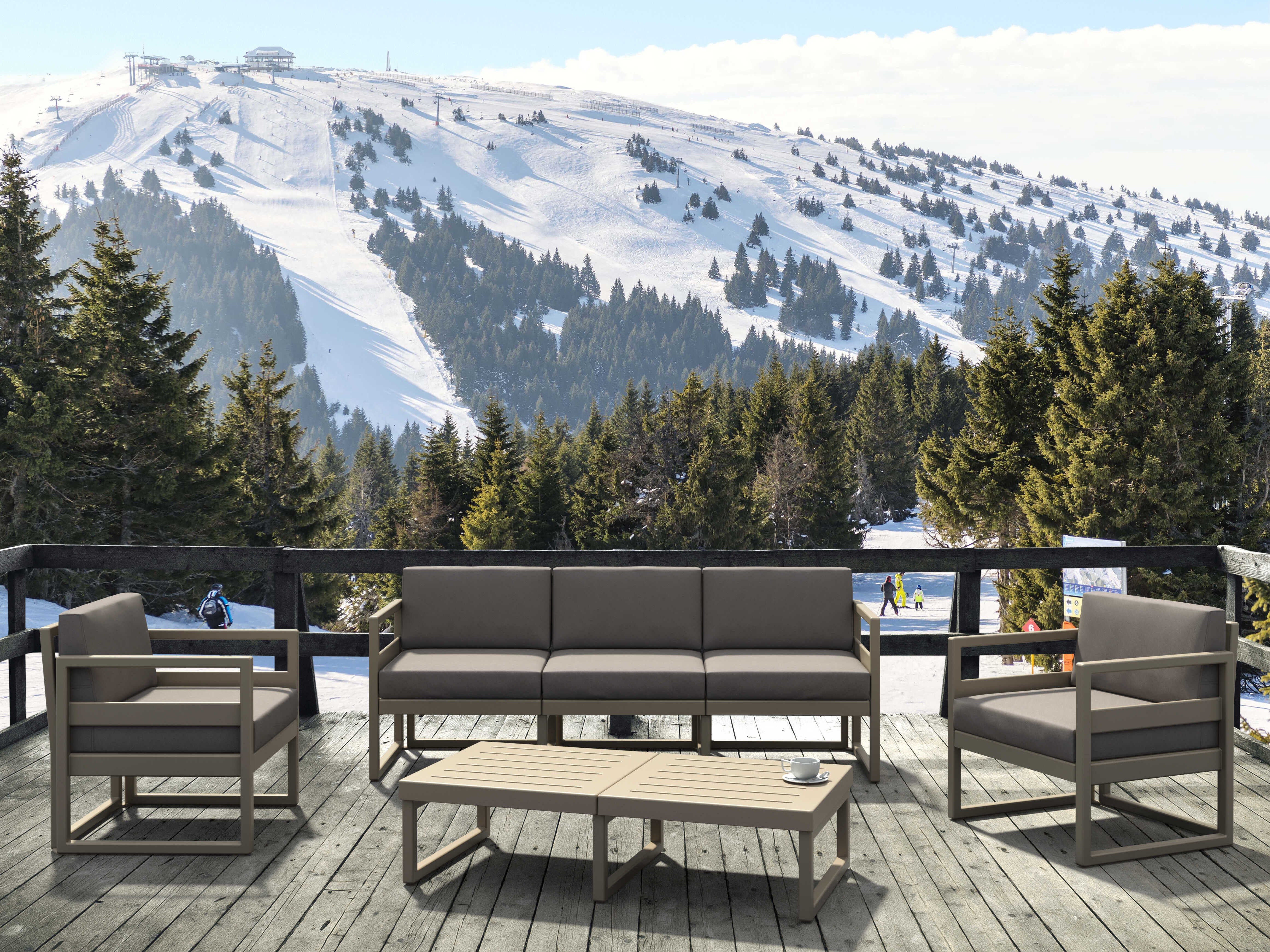 Compamia Mykonos Taupe Resin Cushion Lounge Set