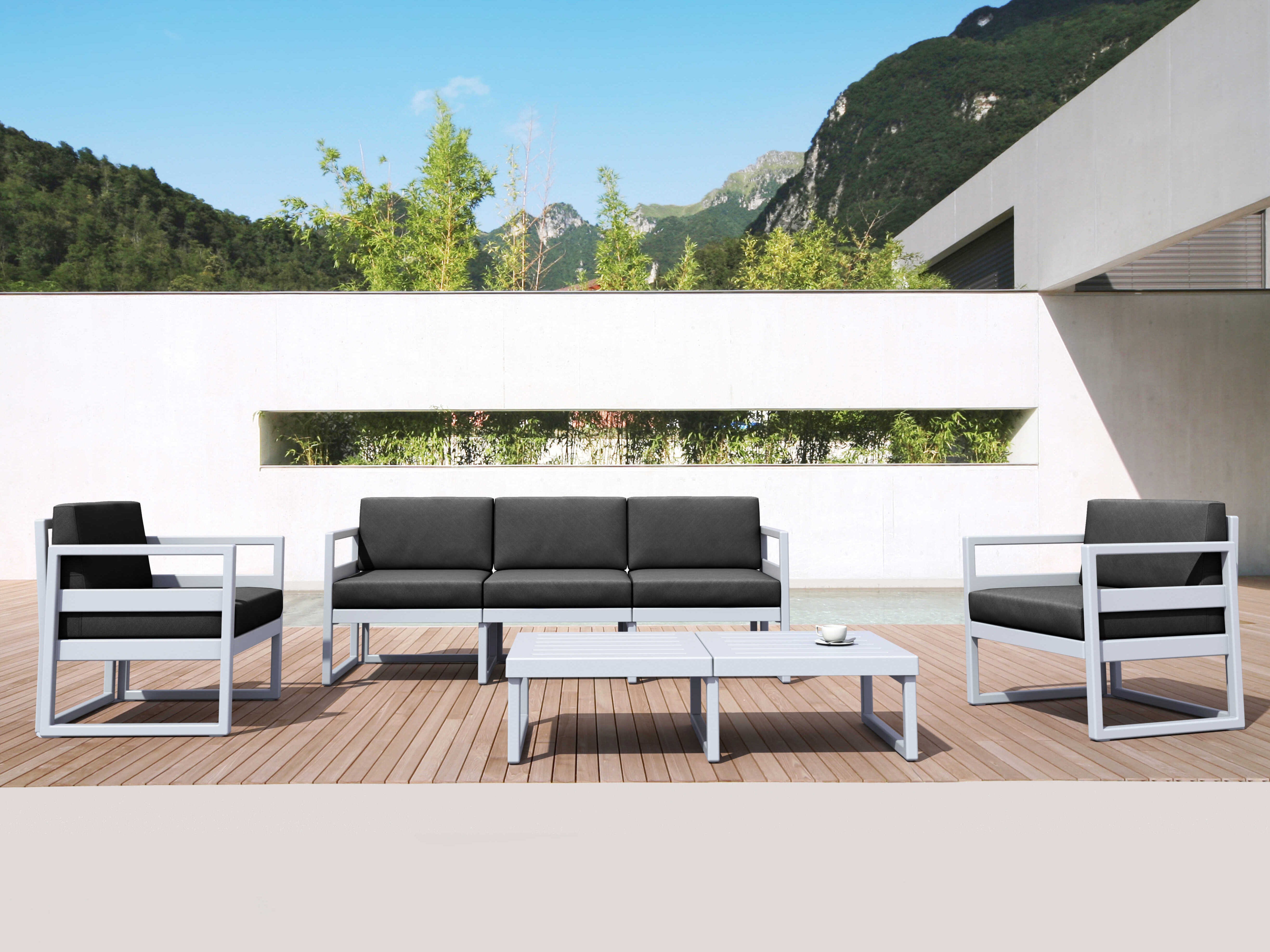 Compamia Mykonos Silver Resin Cushion Lounge Set