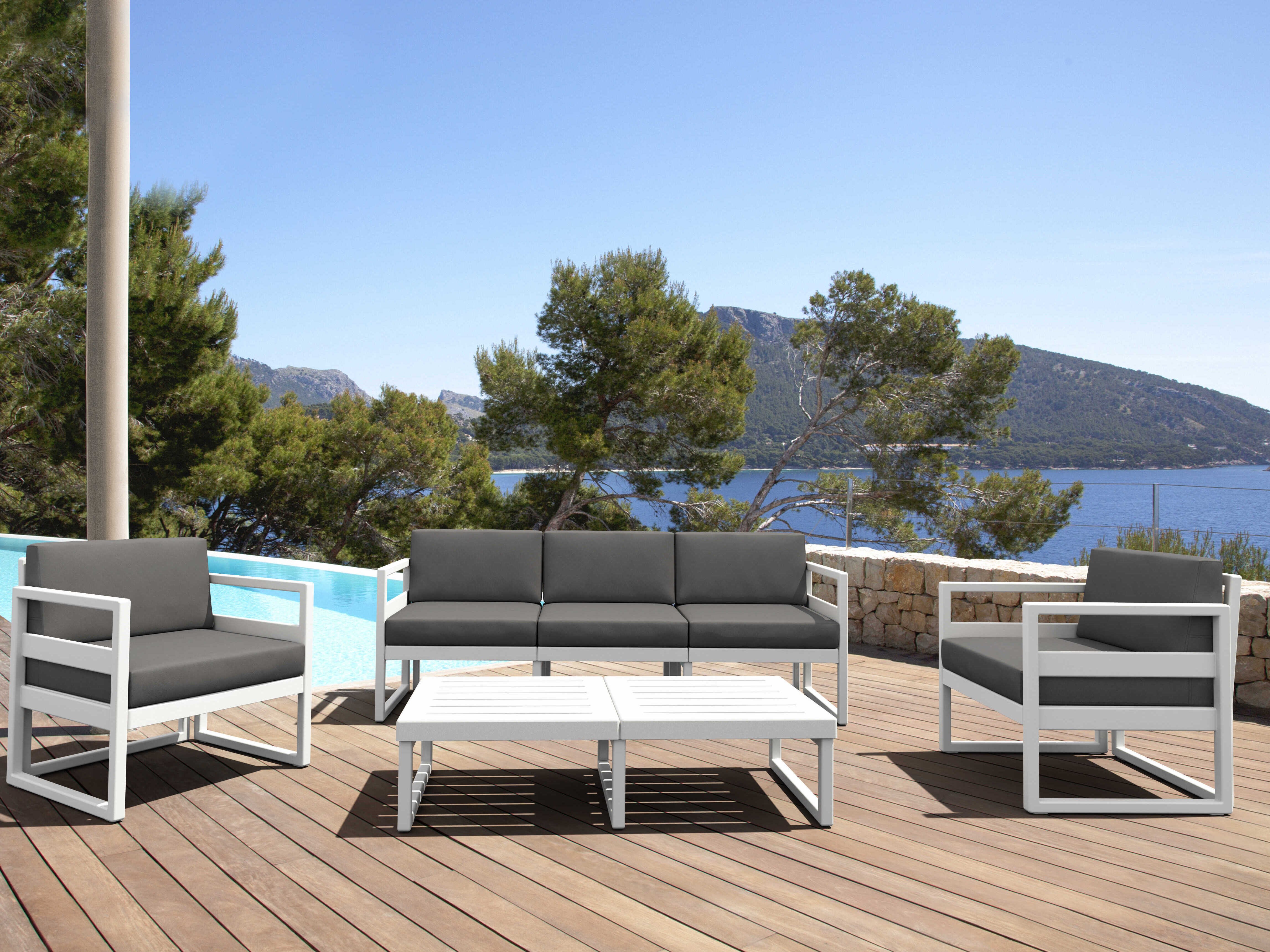 Compamia Mykonos White Resin Cushion Lounge Set