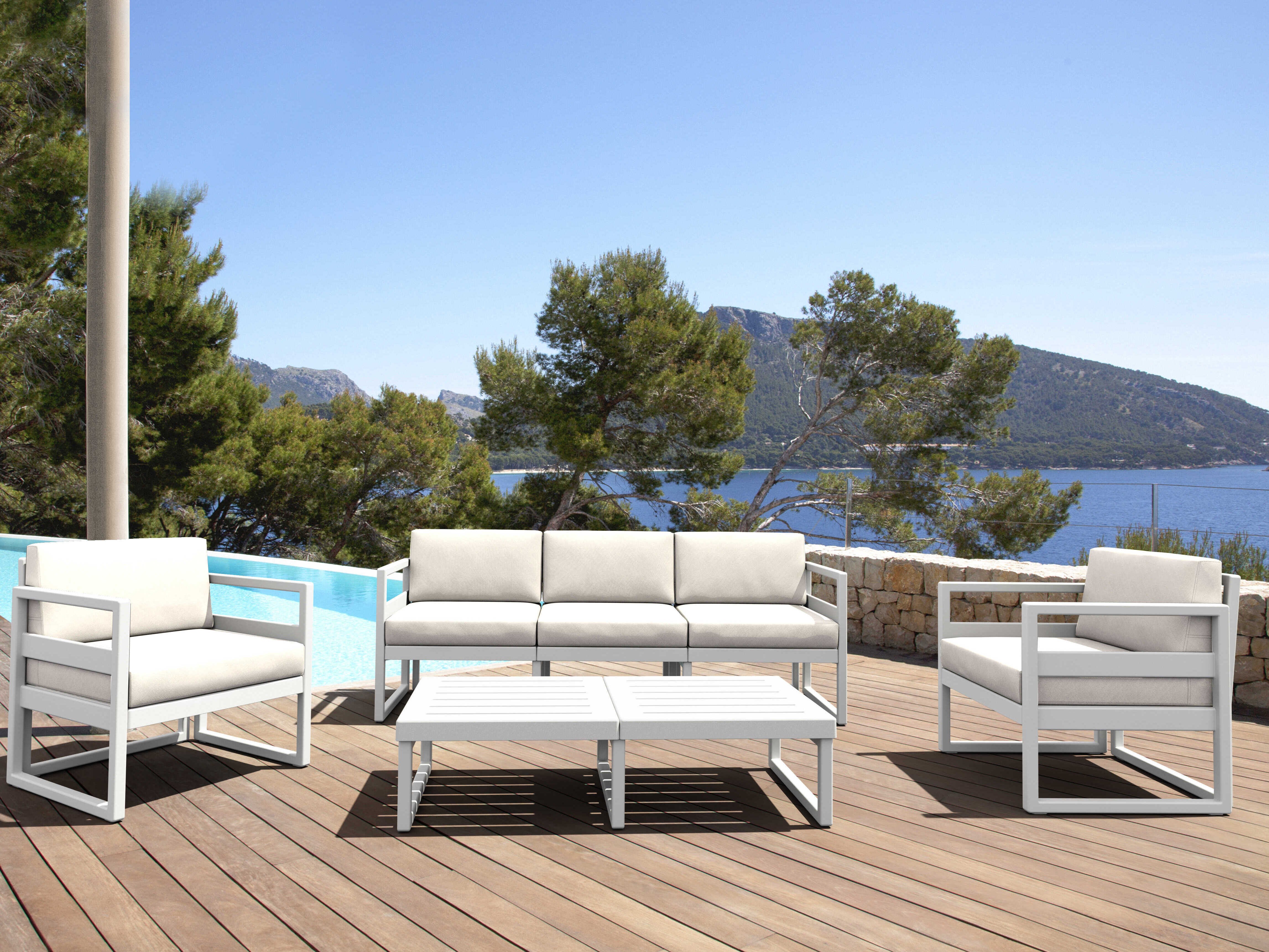 Compamia Mykonos White Resin Cushion Lounge Set