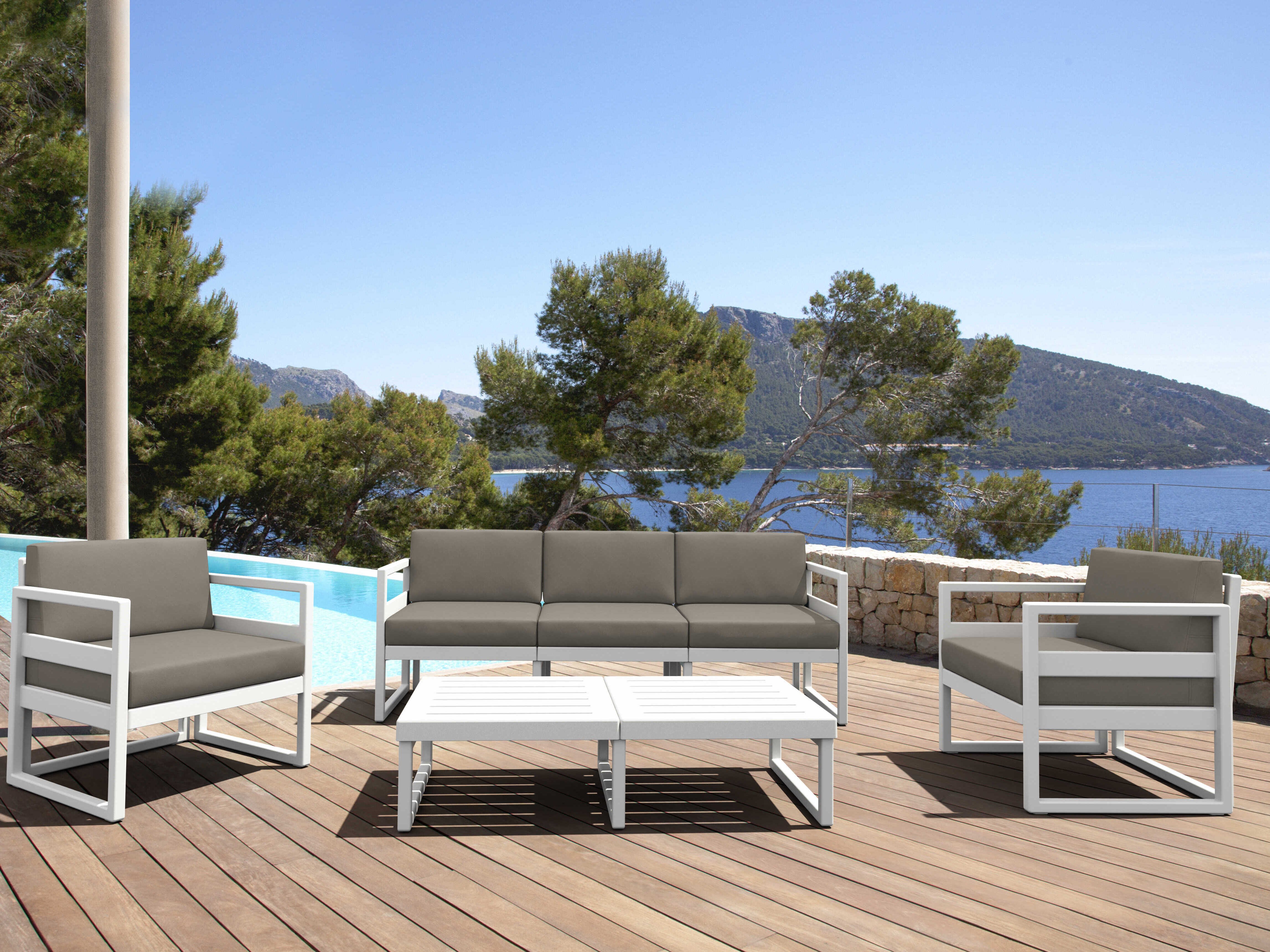 Compamia Mykonos White Resin Cushion Lounge Set