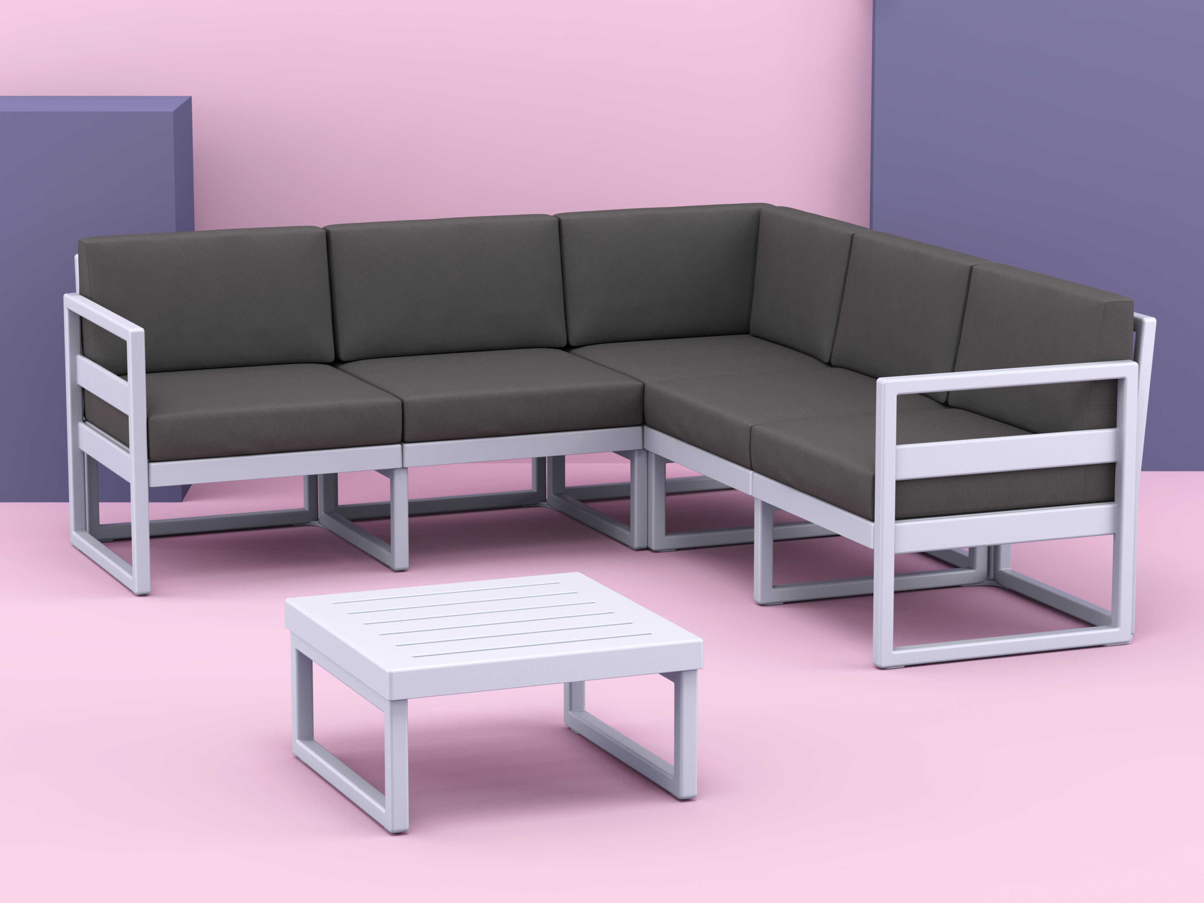 Compamia Mykonos Silver Resin Cushion Lounge Set