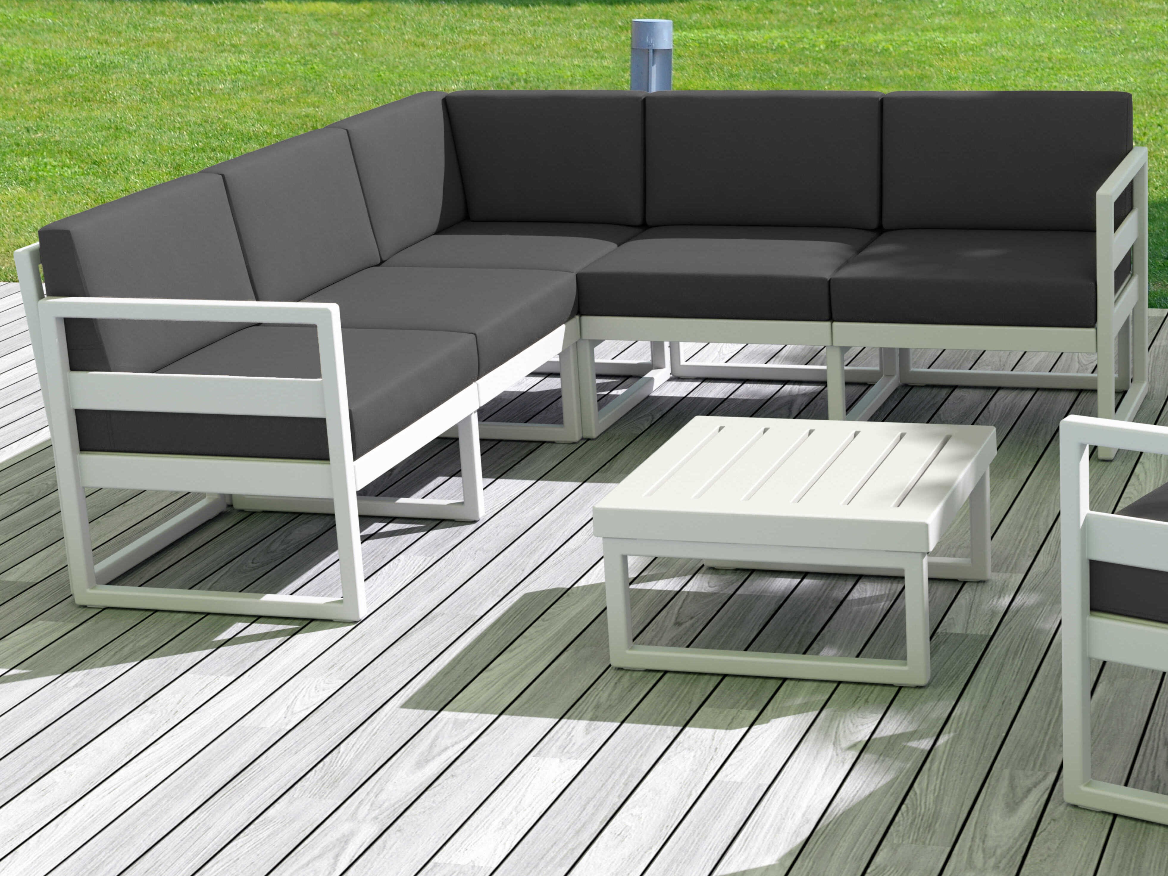 Compamia Mykonos White Resin Cushion Lounge Set