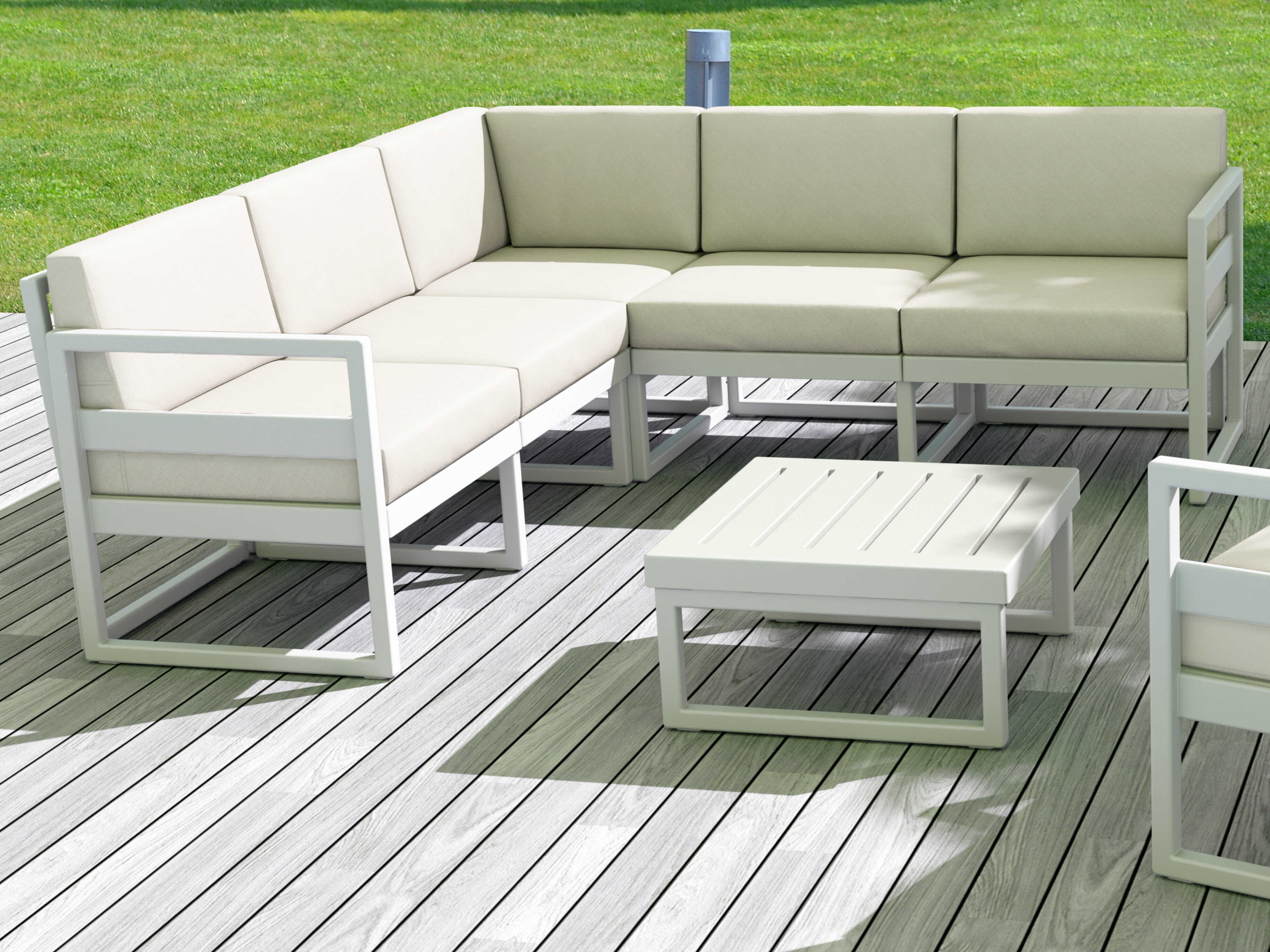 Compamia Mykonos White Resin Cushion Lounge Set