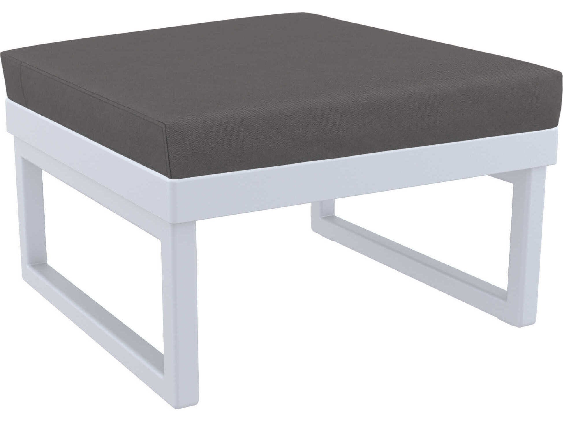 Compamia Mykonos Silver Resin Cushion Ottoman