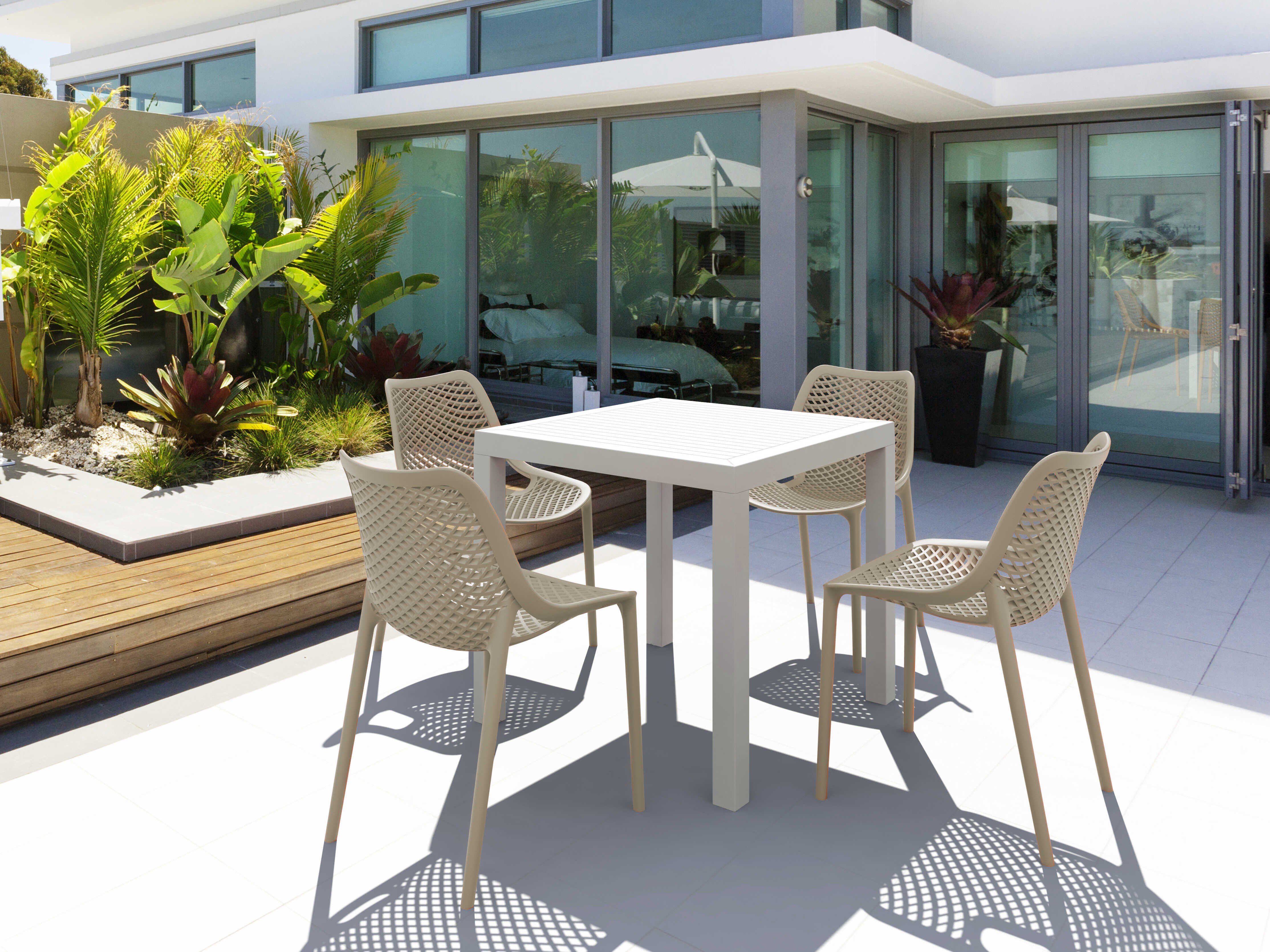 Compamia Air White Taupe Polypropylene Dining Set