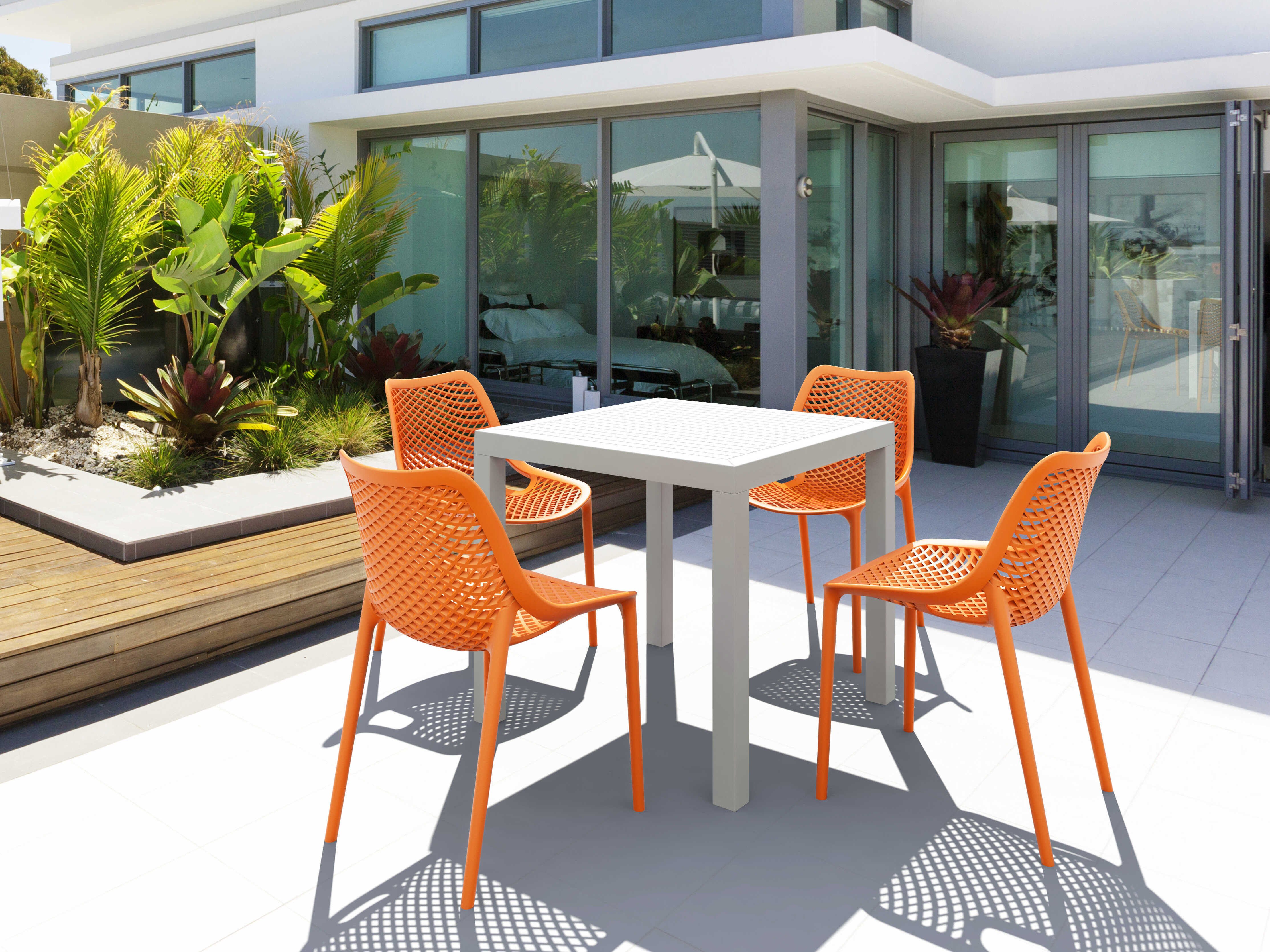 Compamia Air White Orange Polypropylene Dining Set