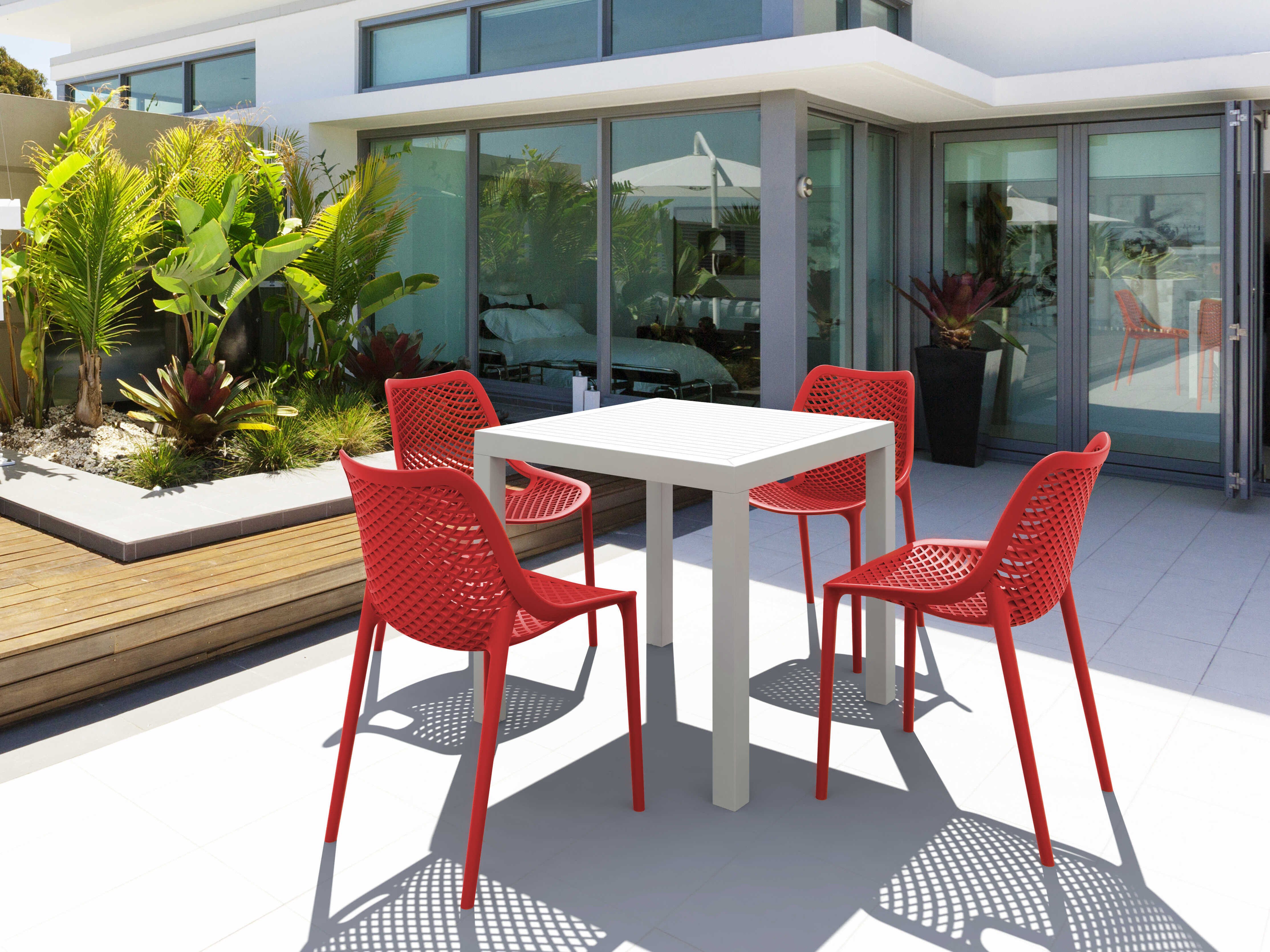 Compamia Air White Red Polypropylene Dining Set