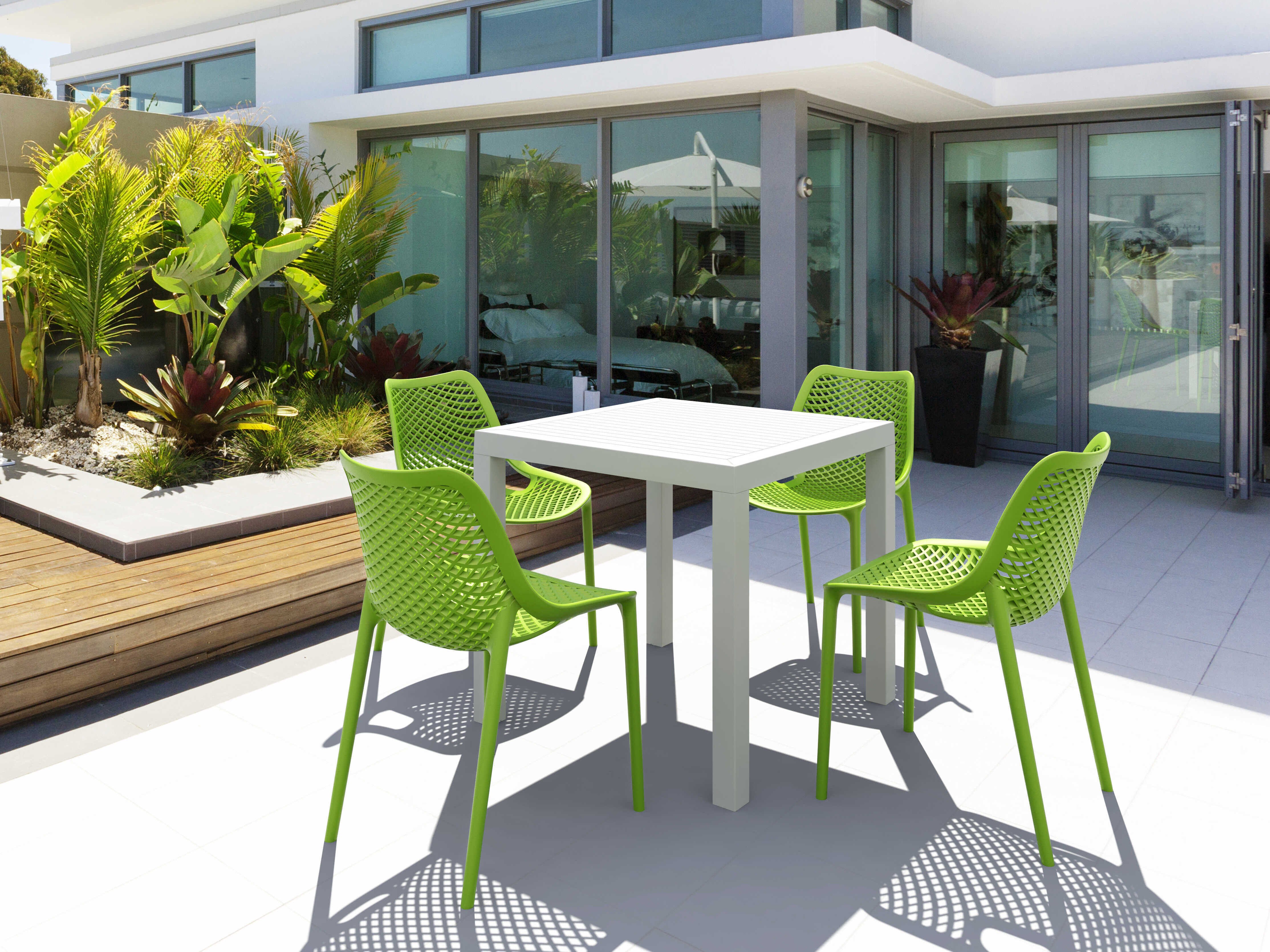 Compamia Air White Tropical Green Polypropylene Dining Set
