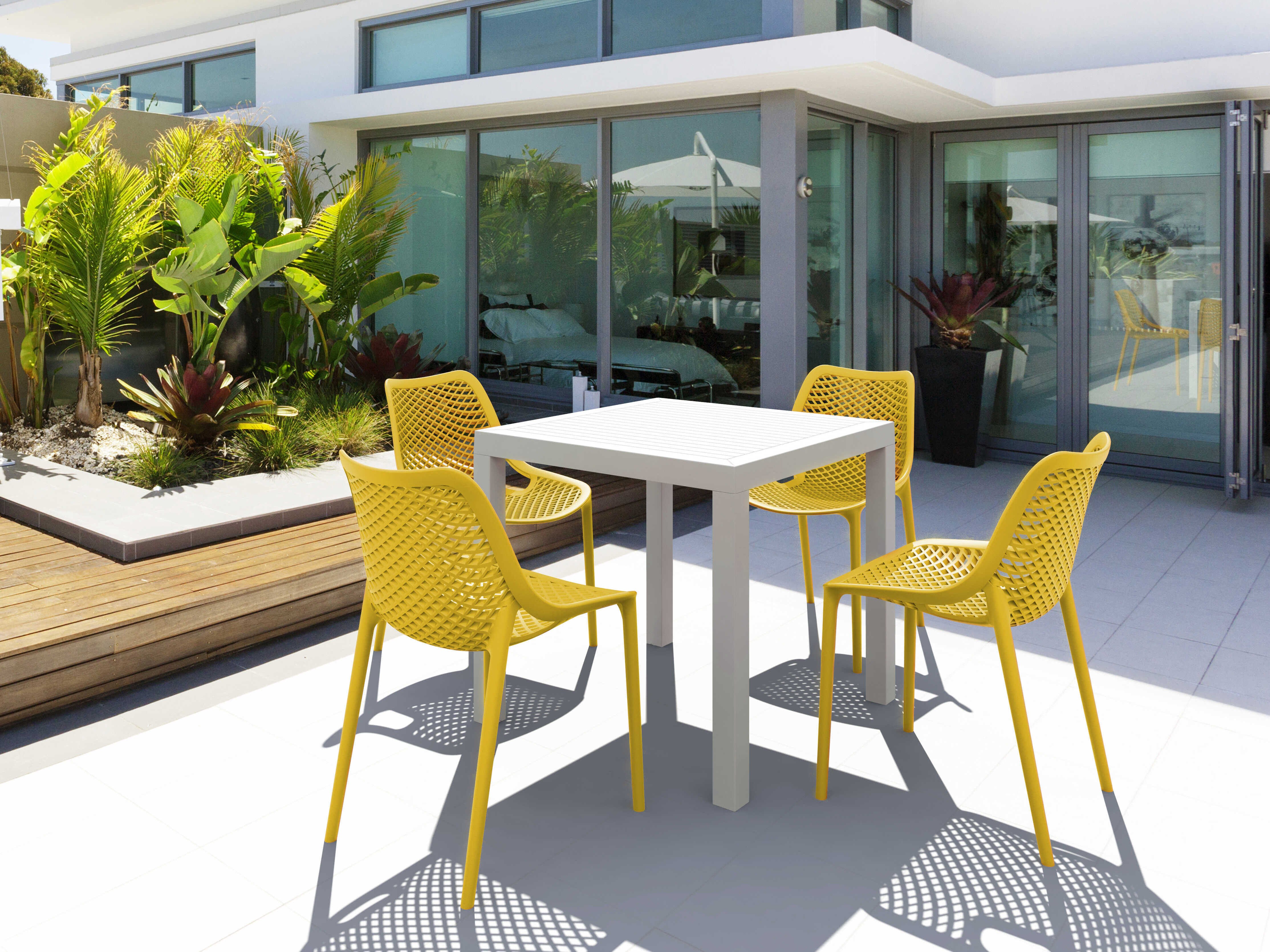 Compamia Air White Yellow Polypropylene Dining Set
