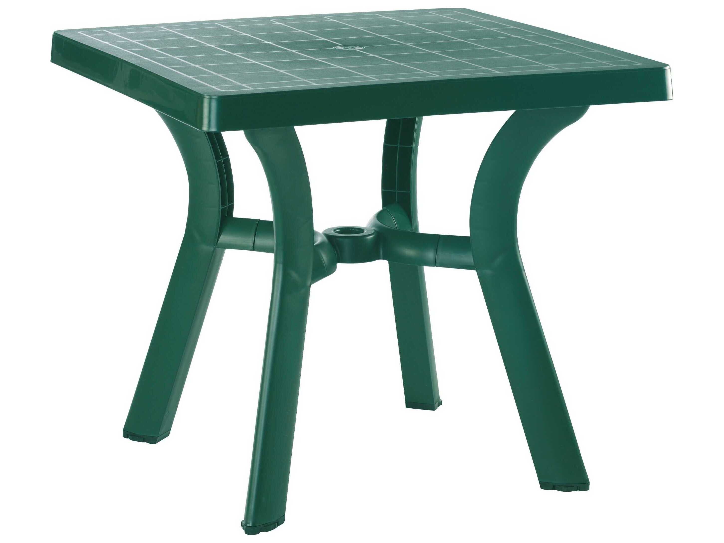 Compamia Viva Green Resin Square Umbrella Hole Dining Table