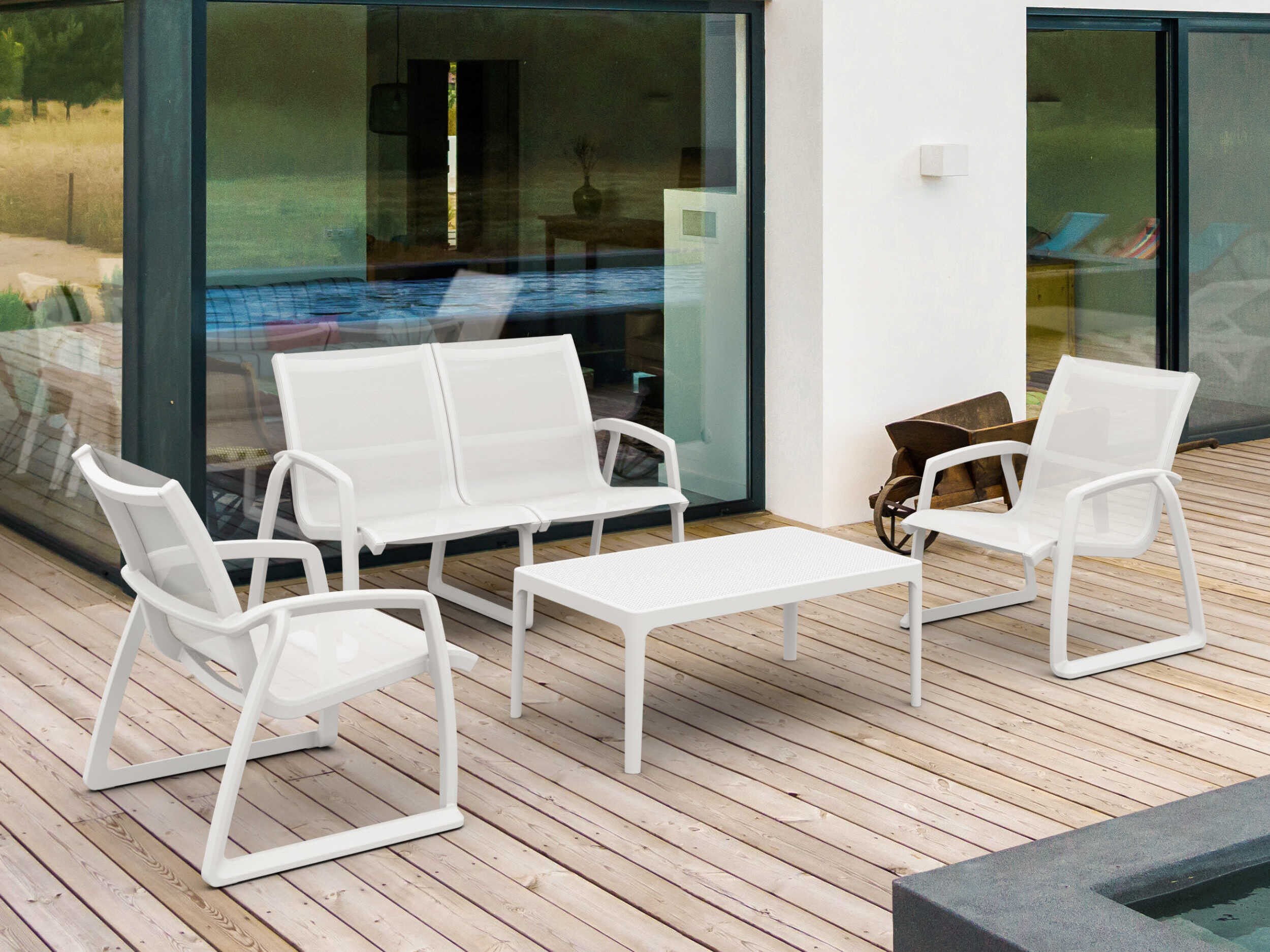 Compamia Pacific White Resin Sling Lounge Set