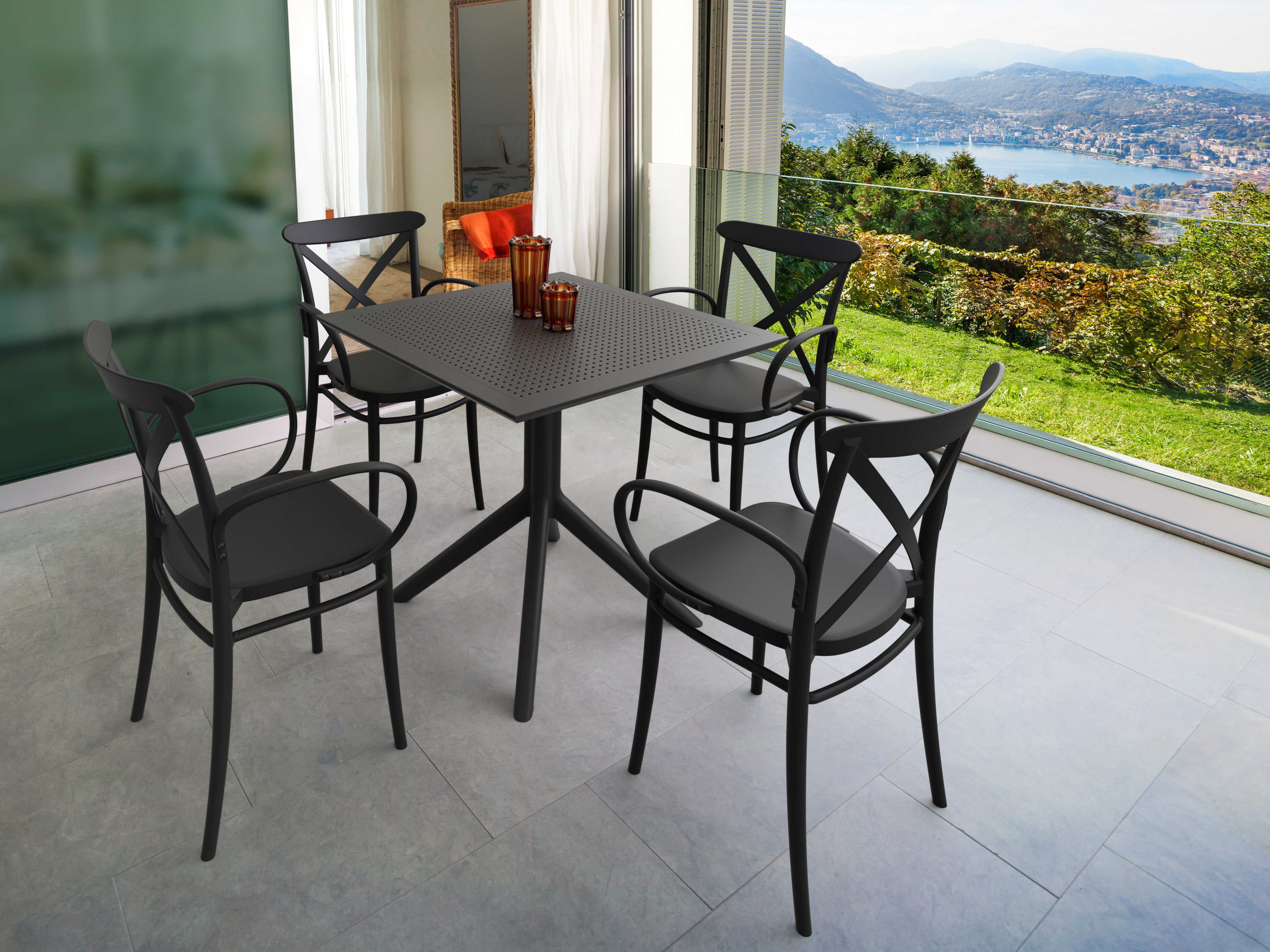 Compamia Cross Black Polypropylene Dining Set