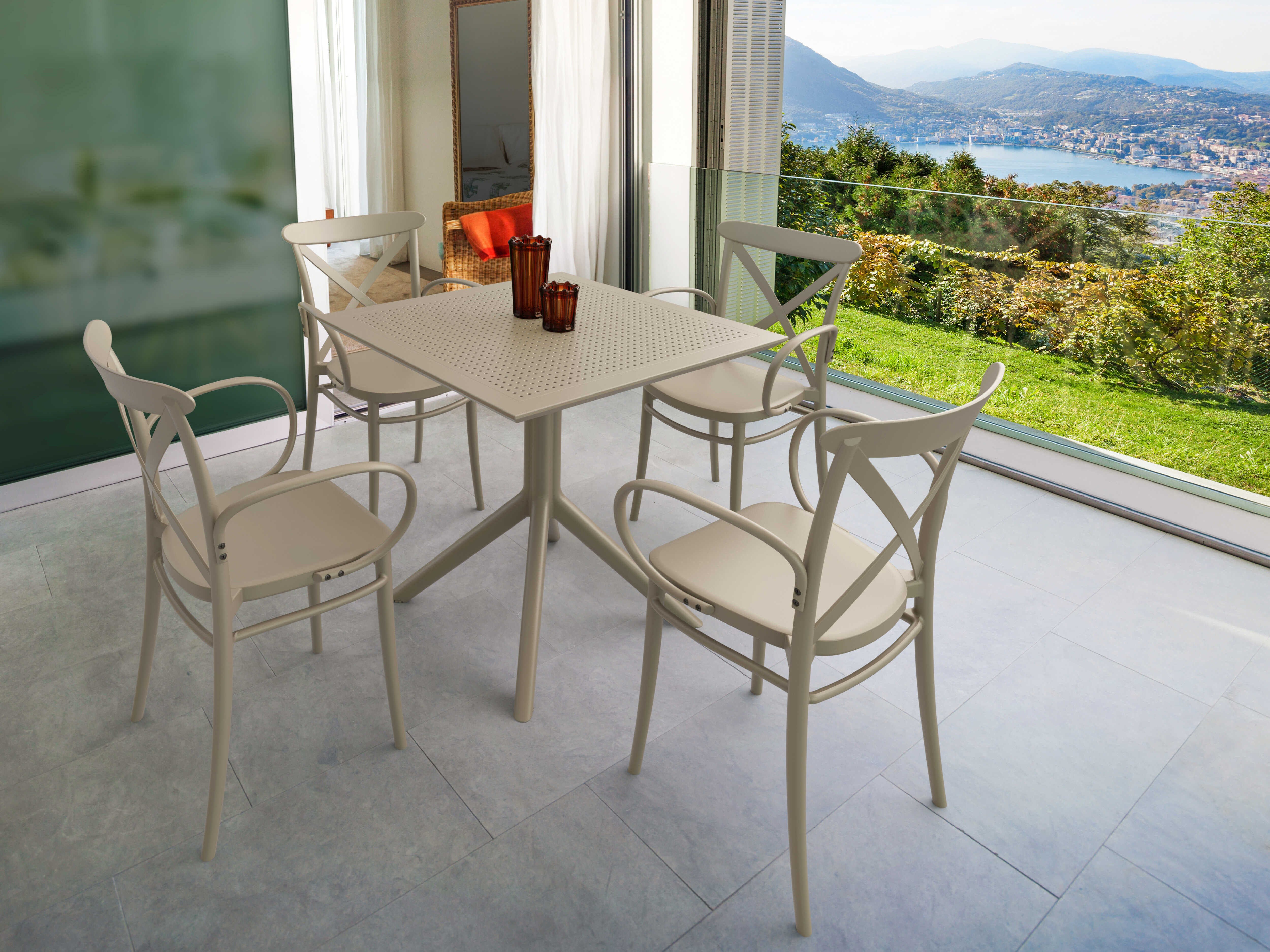 Compamia Cross Taupe Polypropylene Dining Set