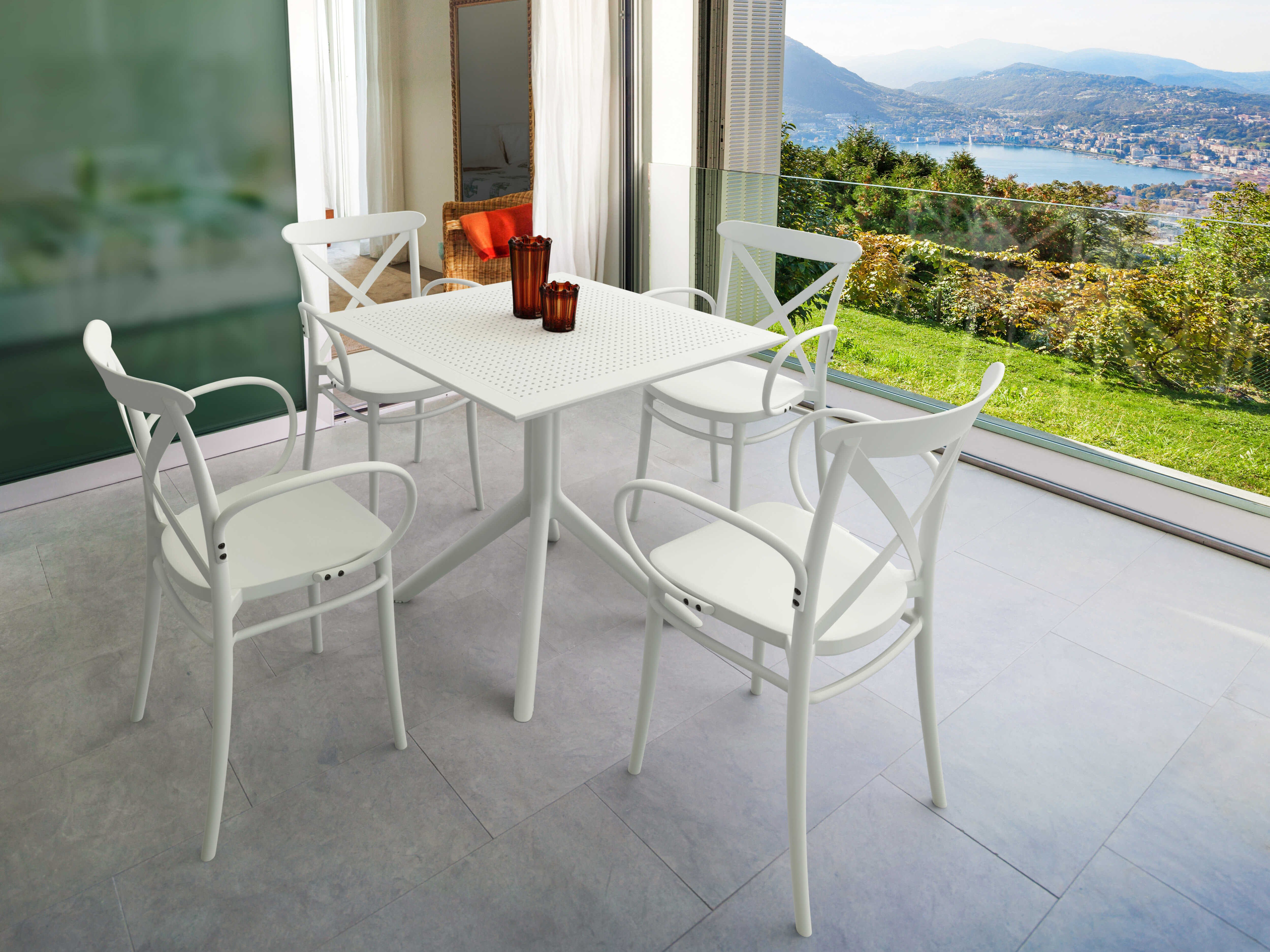 Compamia Cross White Polypropylene Dining Set