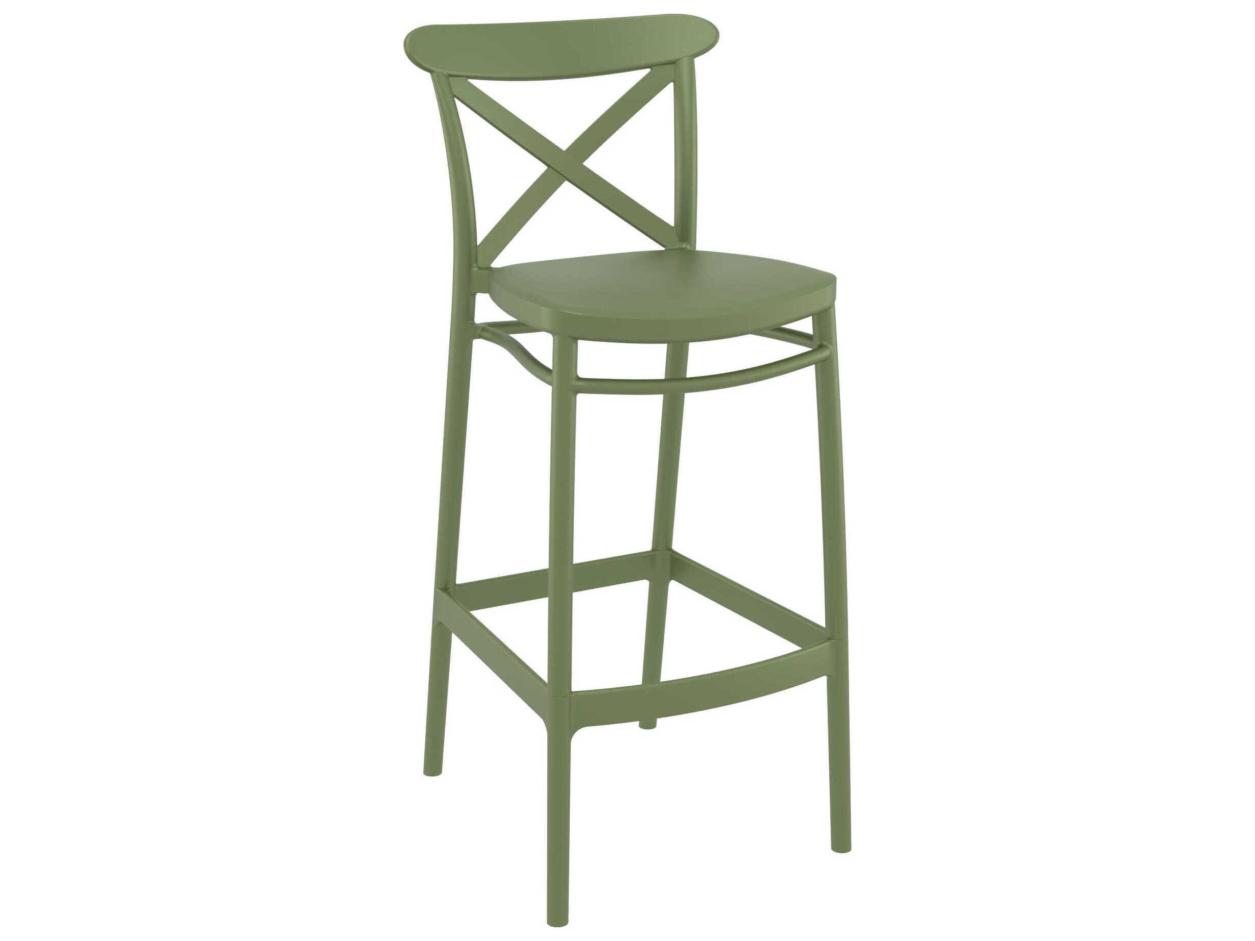 Compamia Cross Olive Green Polypropylene Bar Stool (Set of 2)