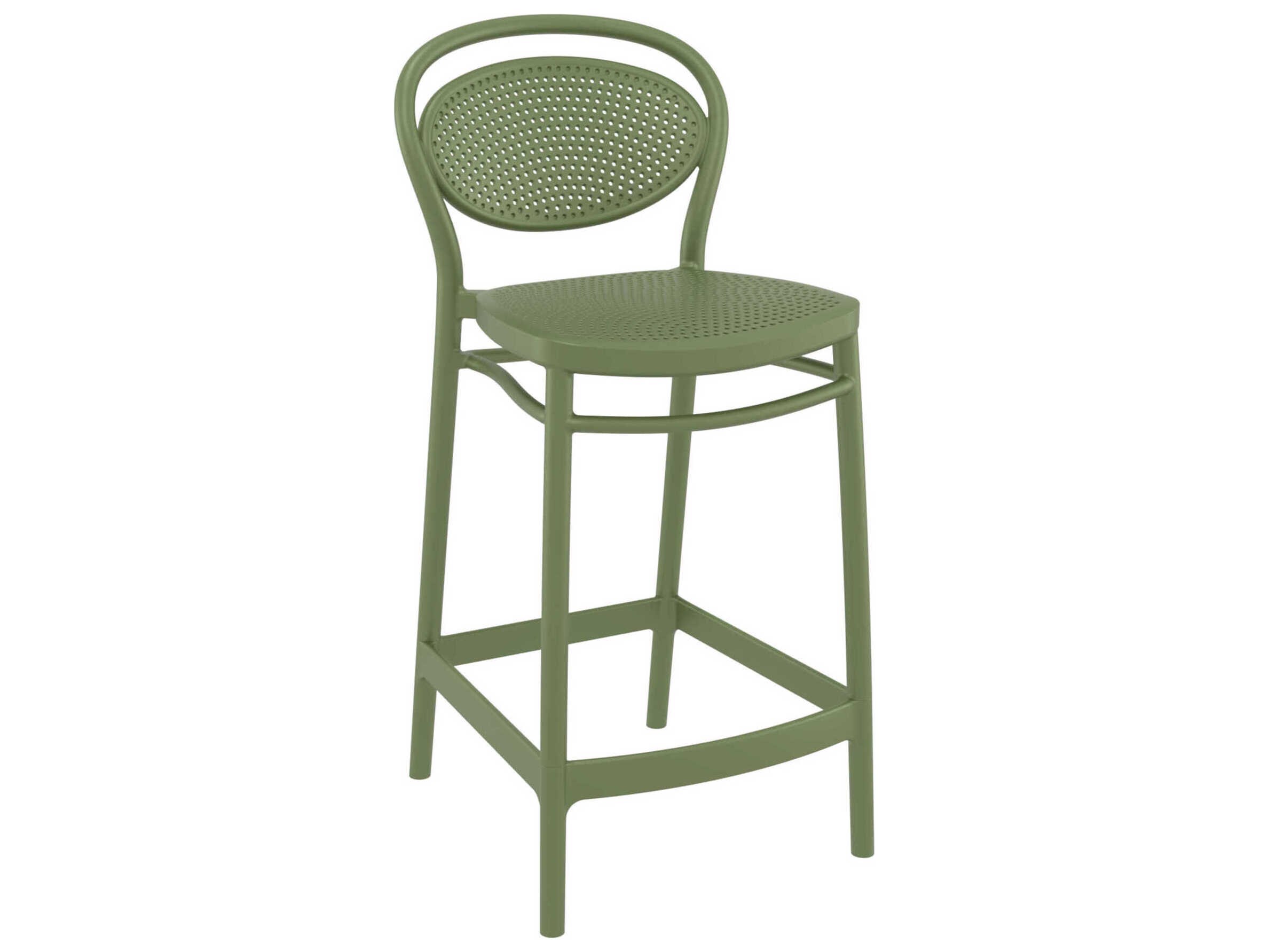 Compamia Marcel Olive Green Polypropylene Resin Counter Stool (Set of 2)