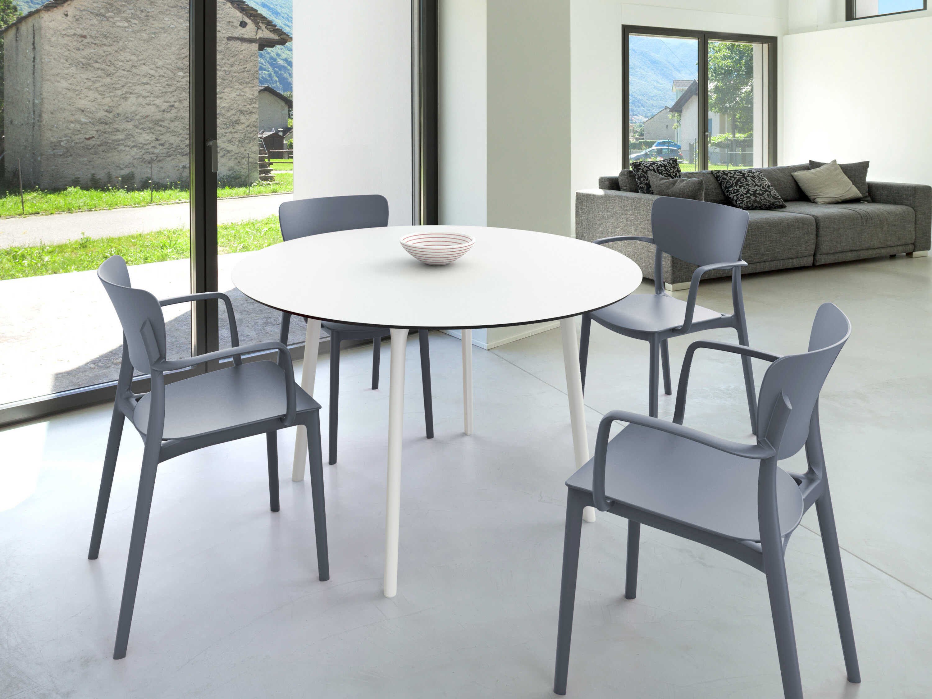 Compamia Lisa White Dark Gray Resin Dining Set