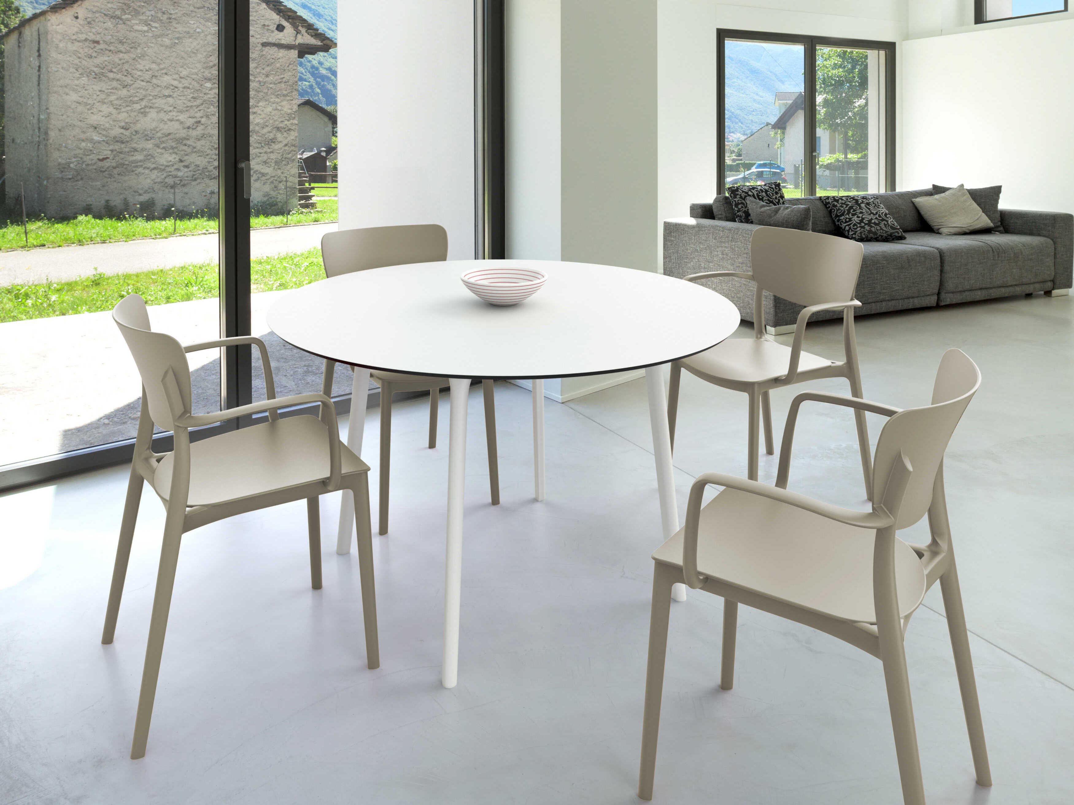 Compamia Lisa White Taupe Resin Dining Set