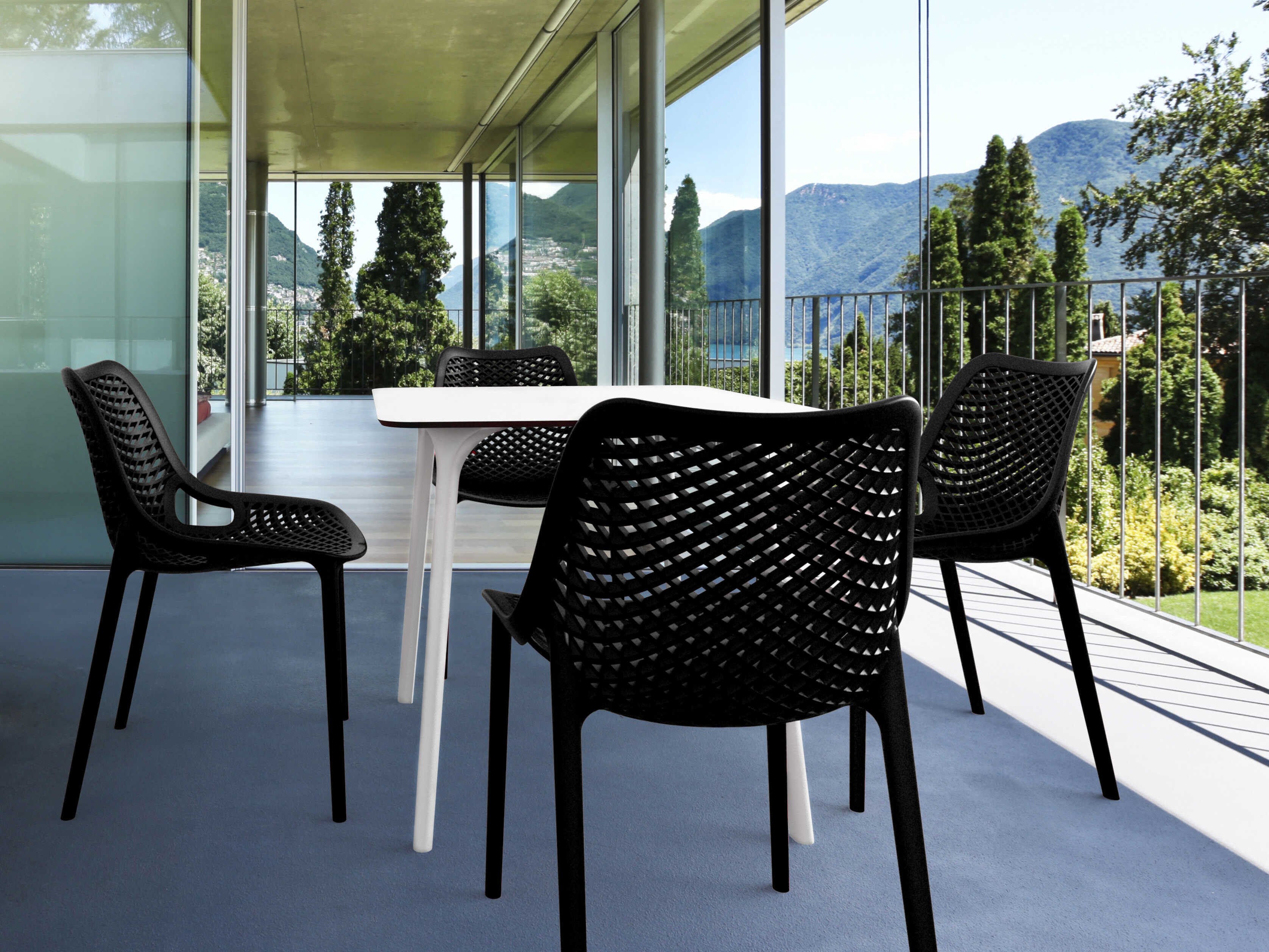 Compamia Air White Black Polypropylene Dining Set