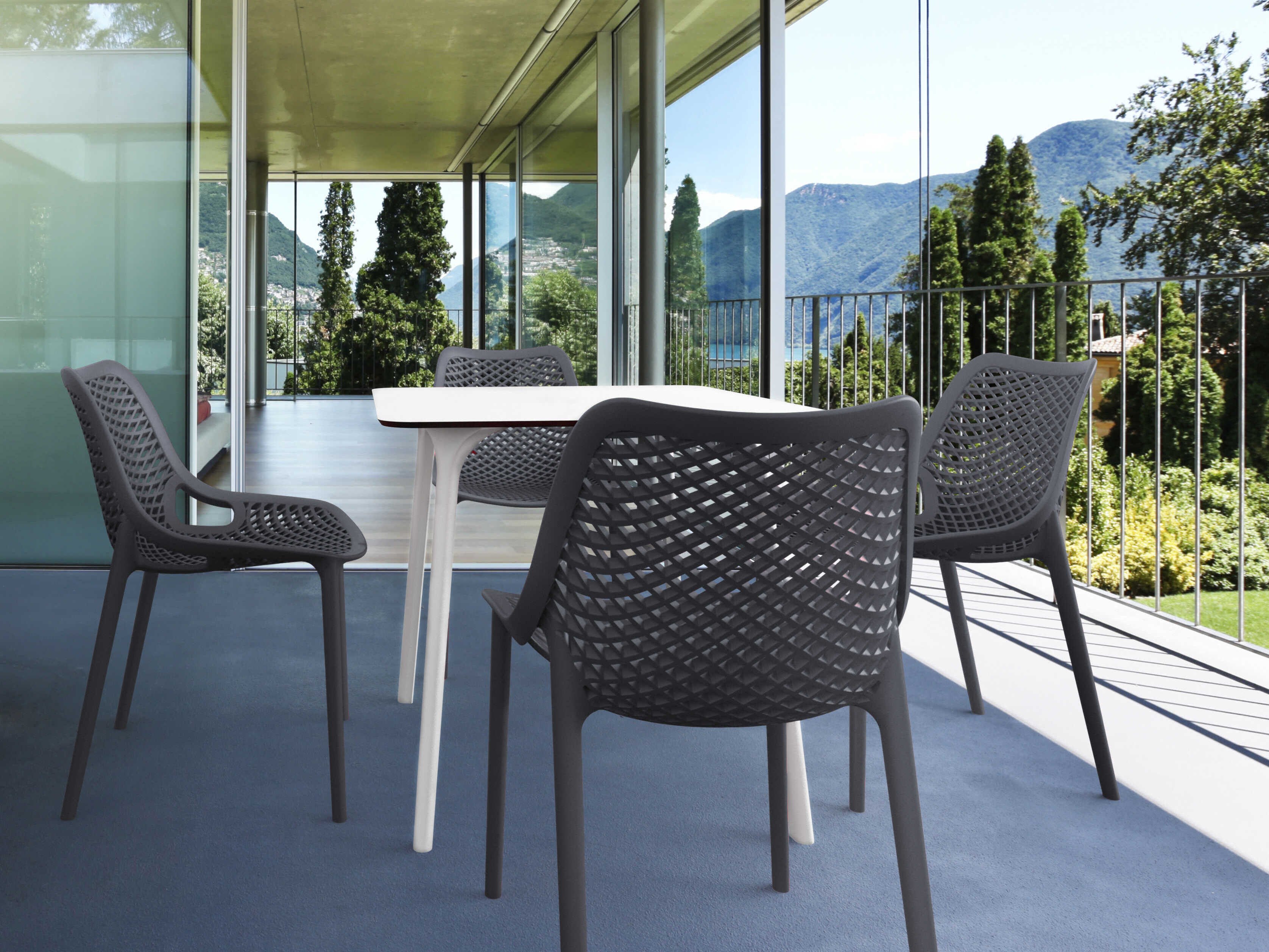 Compamia Air White Dark Gray Polypropylene Dining Set