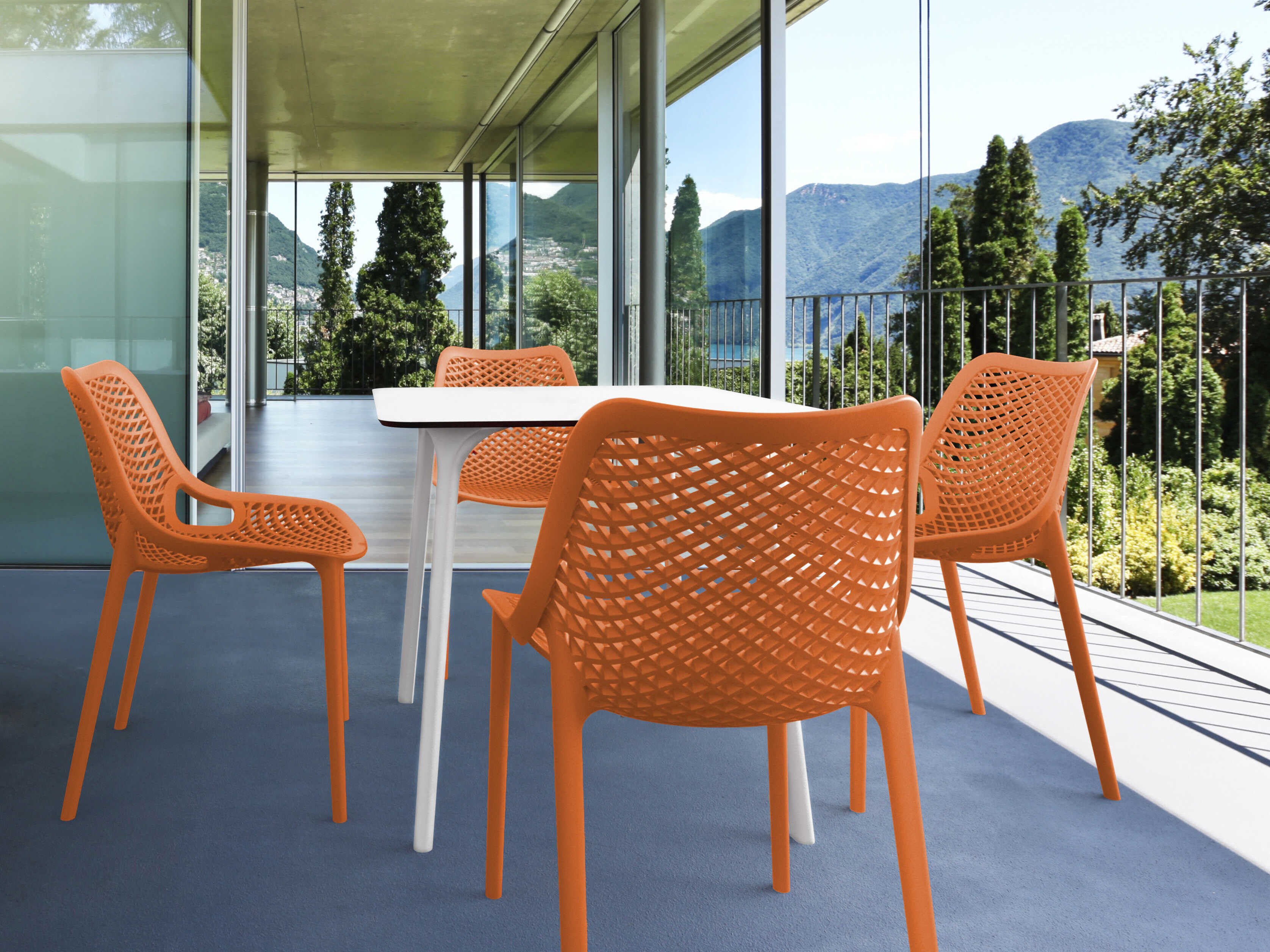 Compamia Air White Orange Polypropylene Dining Set