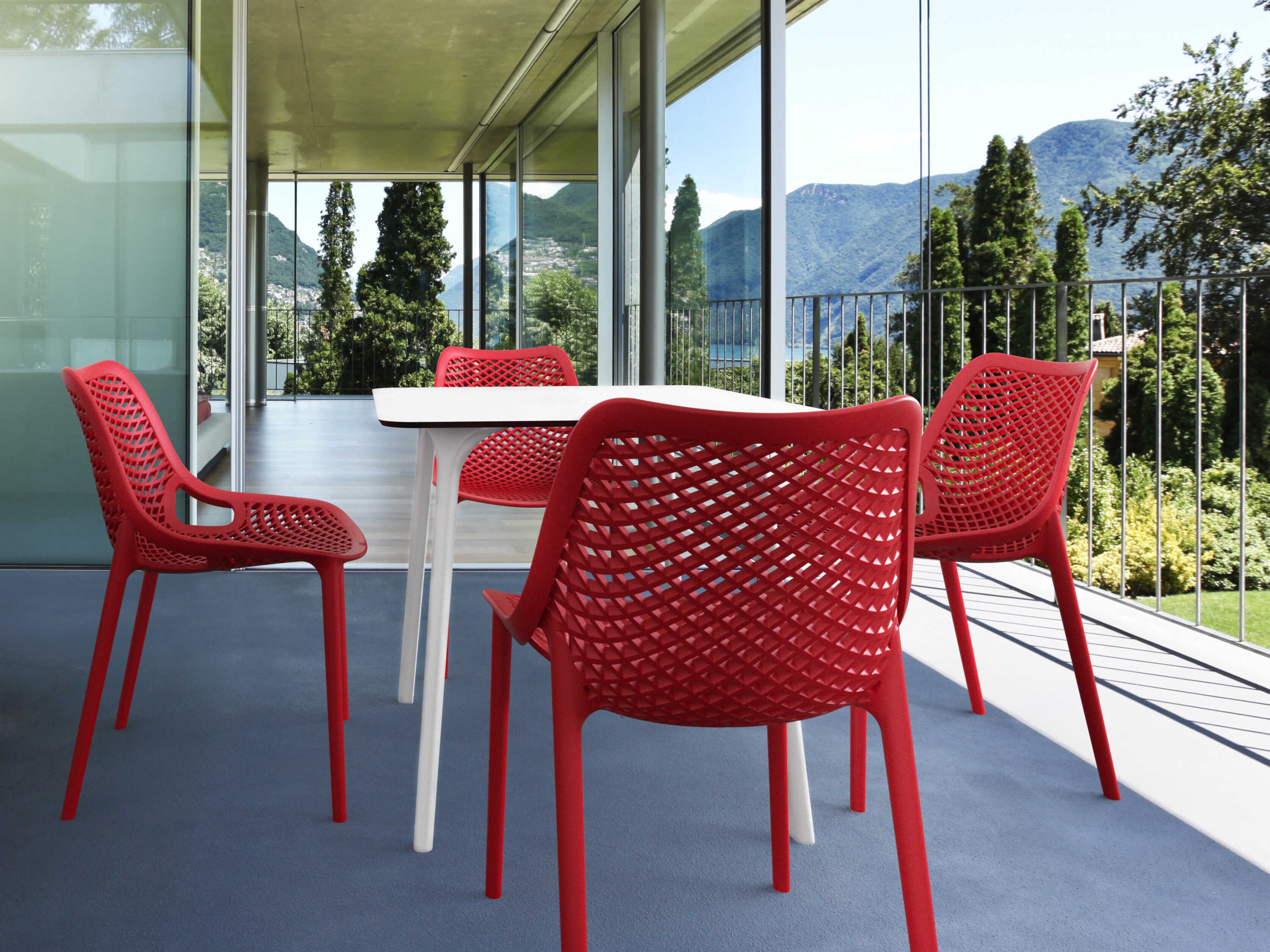 Compamia Air White Red Polypropylene Dining Set