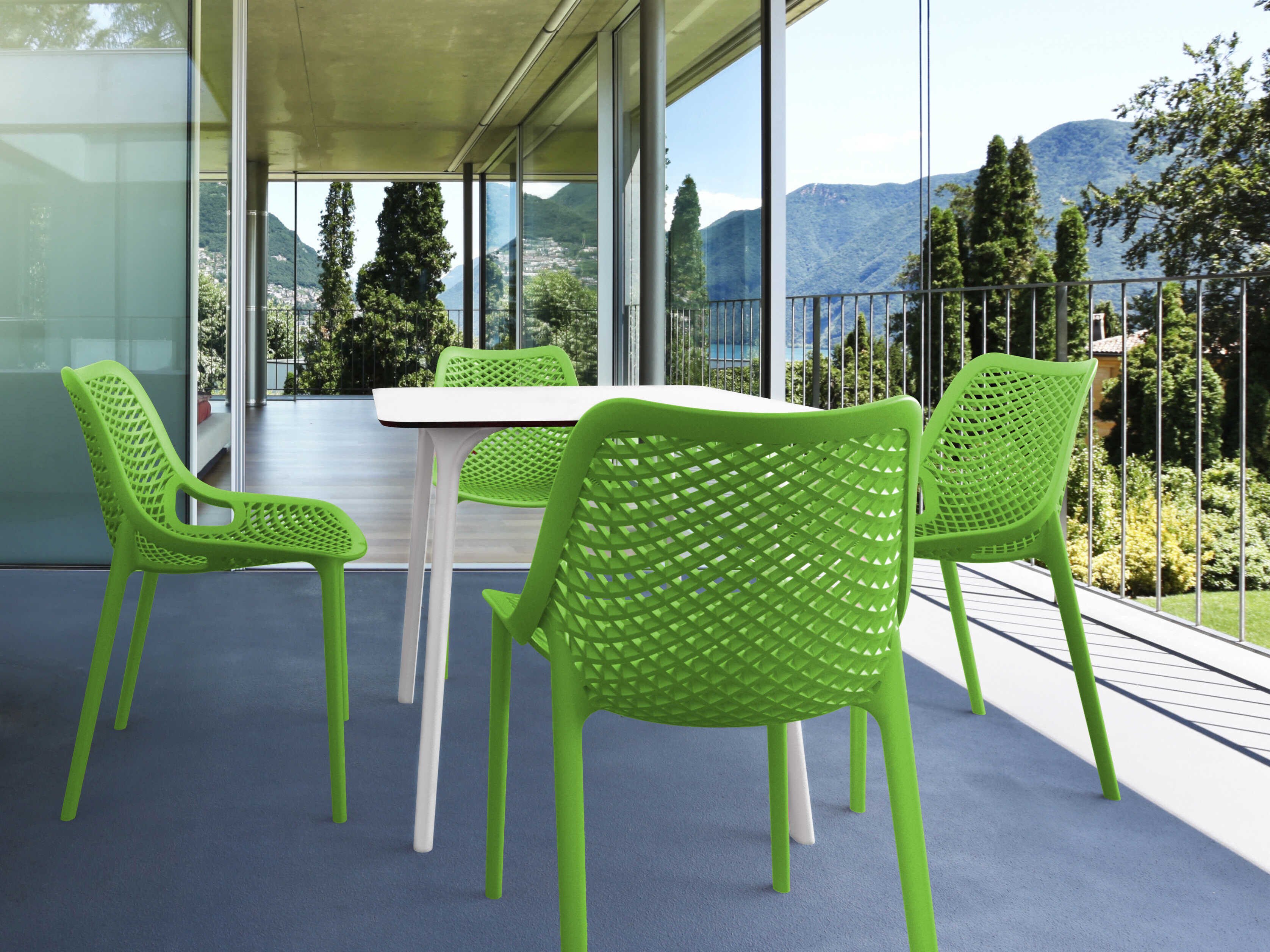 Compamia Air White Tropical Green Polypropylene Dining Set