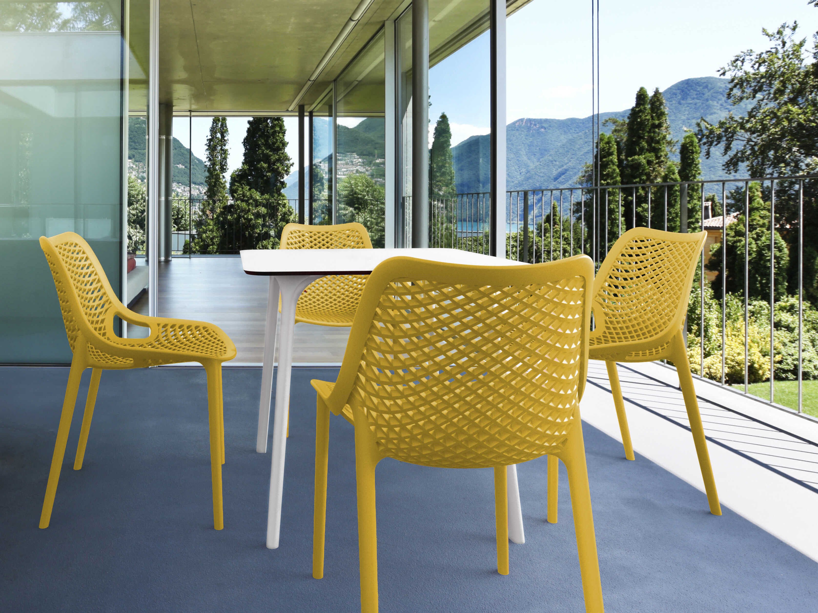 Compamia Air White Yellow Polypropylene Dining Set