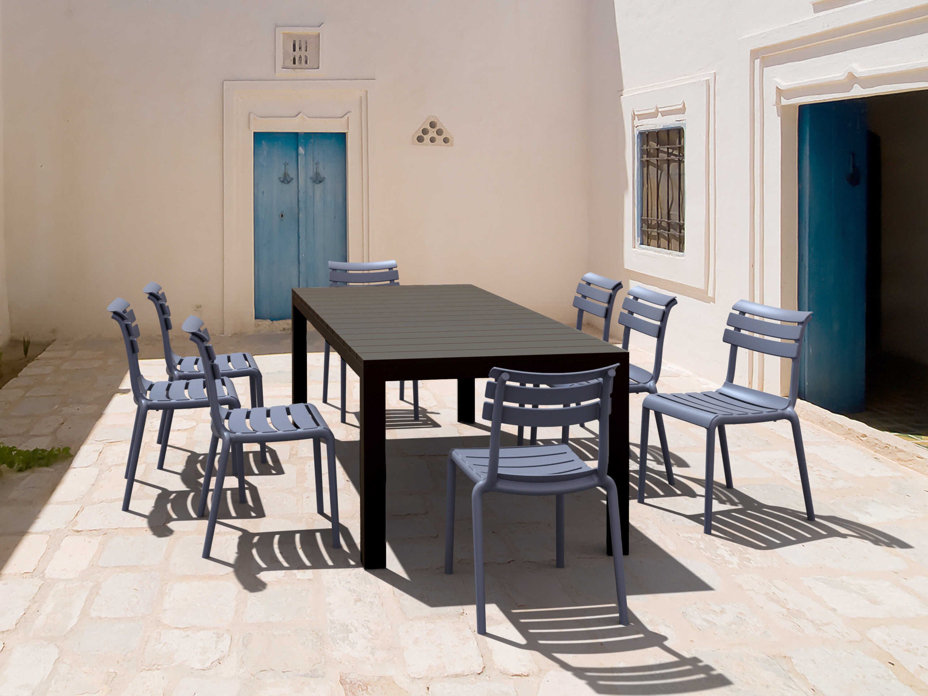 Compamia Helen Black Dark Gray Polypropylene Dining Set