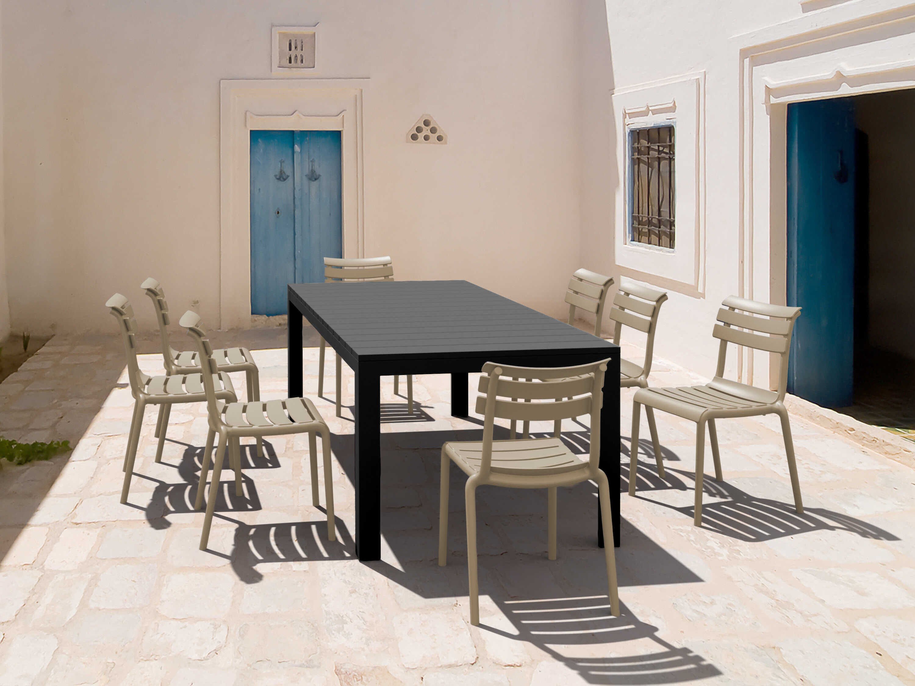 Compamia Helen Black Taupe Polypropylene Dining Set