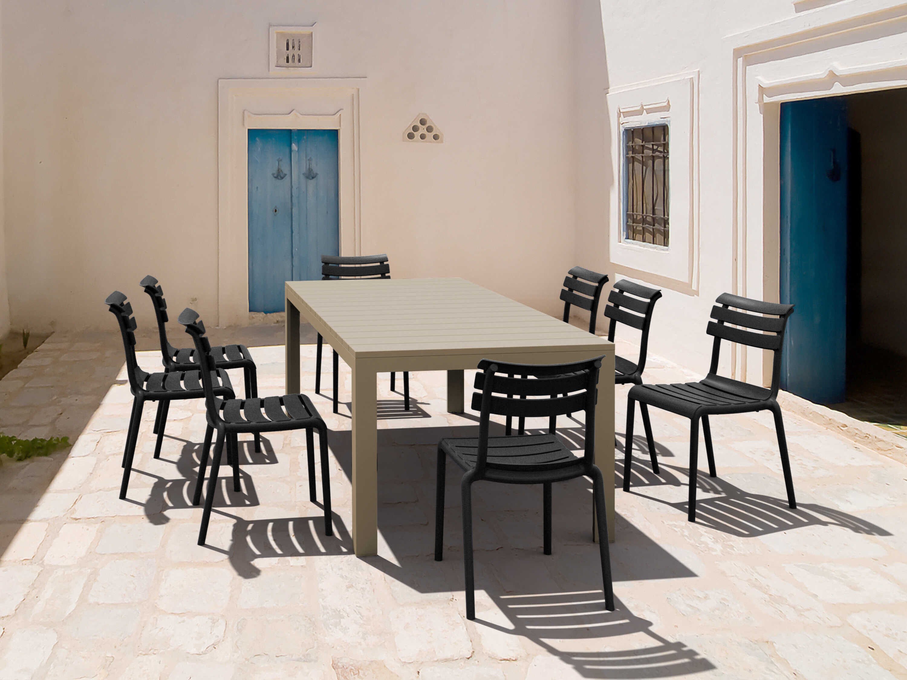 Compamia Helen Taupe Black Polypropylene Dining Set