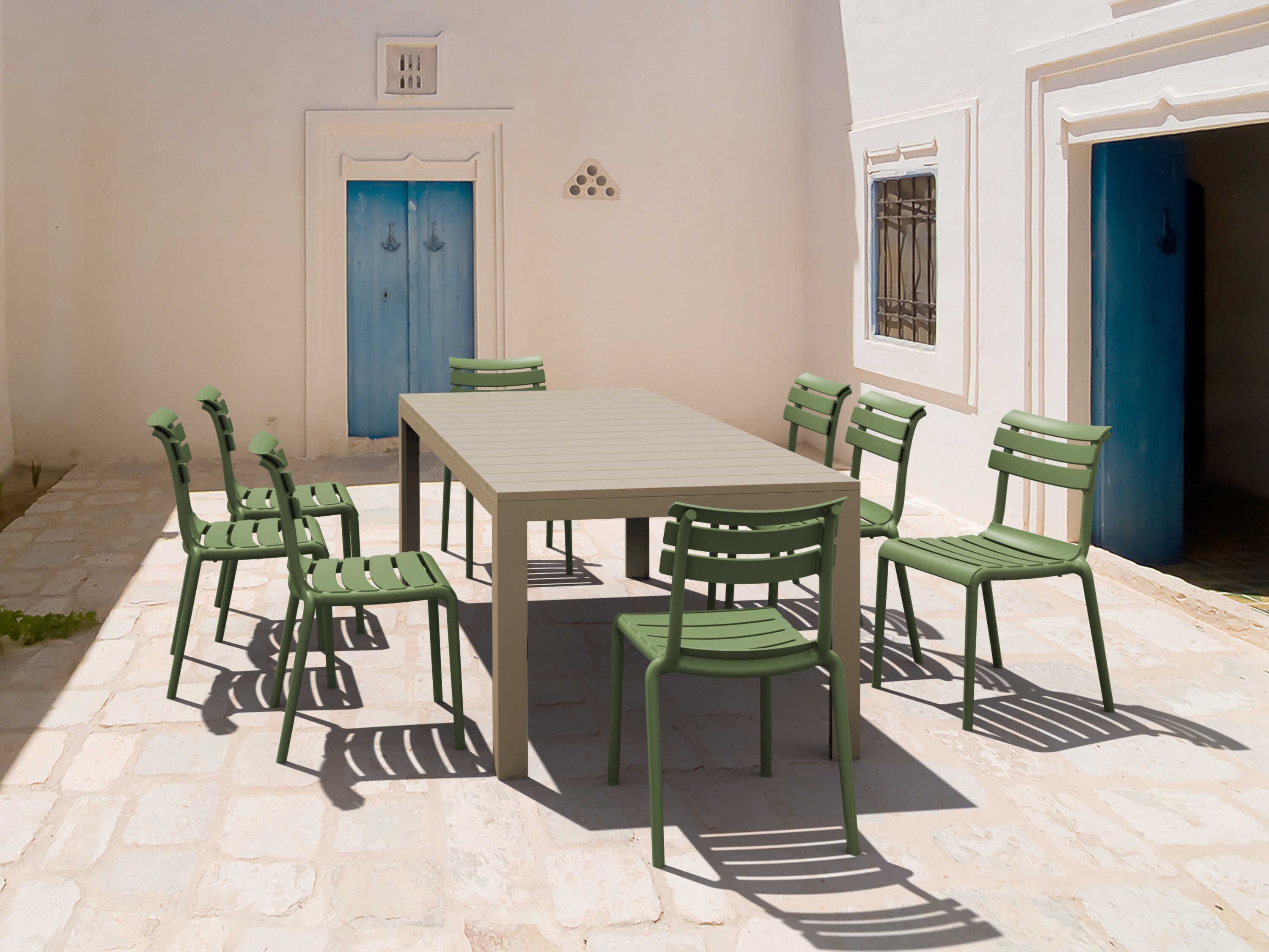Compamia Helen Taupe Olive Green Polypropylene Dining Set