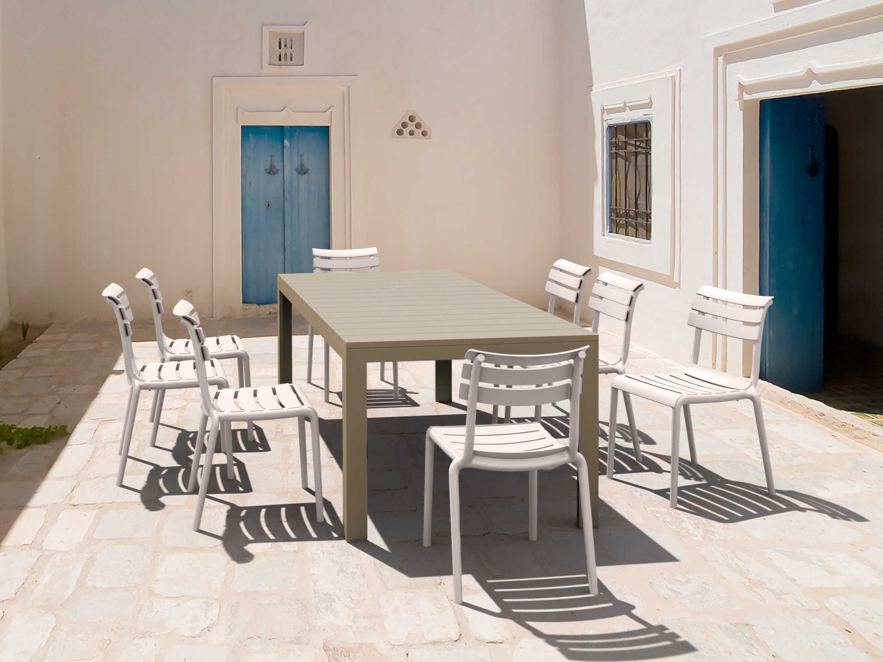 Compamia Helen Taupe White Polypropylene Dining Set