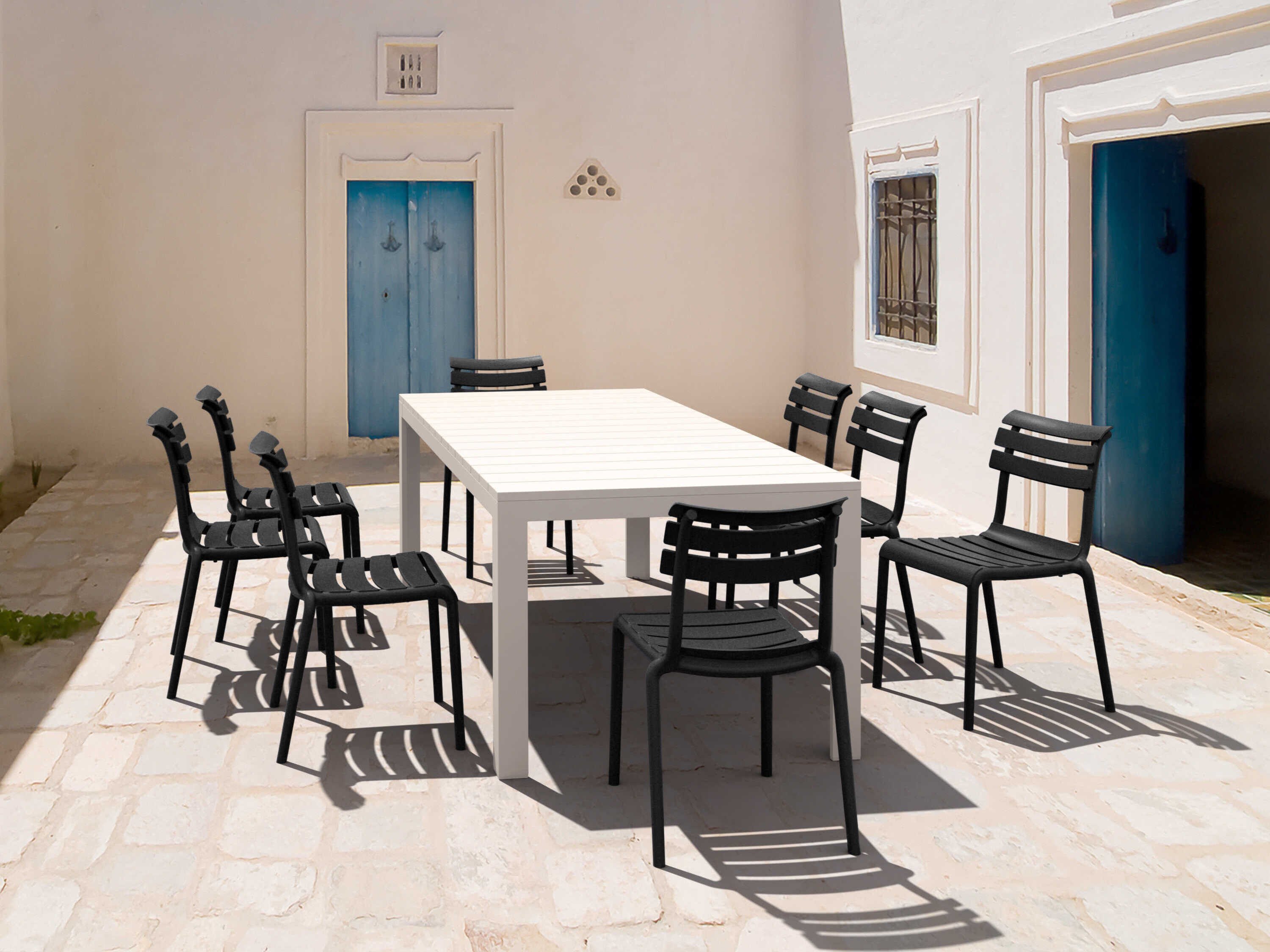 Compamia Helen White Black Polypropylene Dining Set