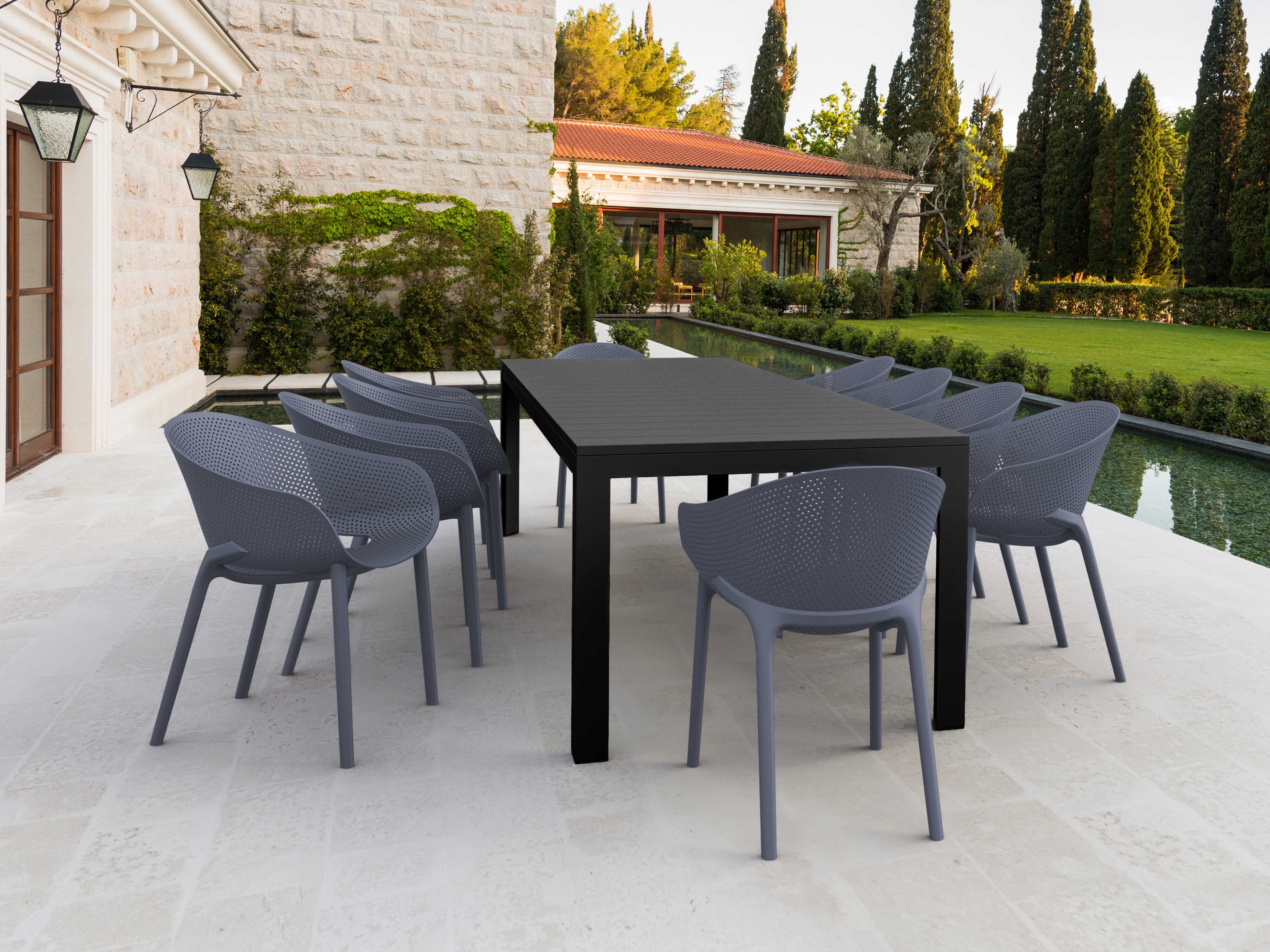 Compamia Sky Black Dark Gray Polypropylene Dining Set