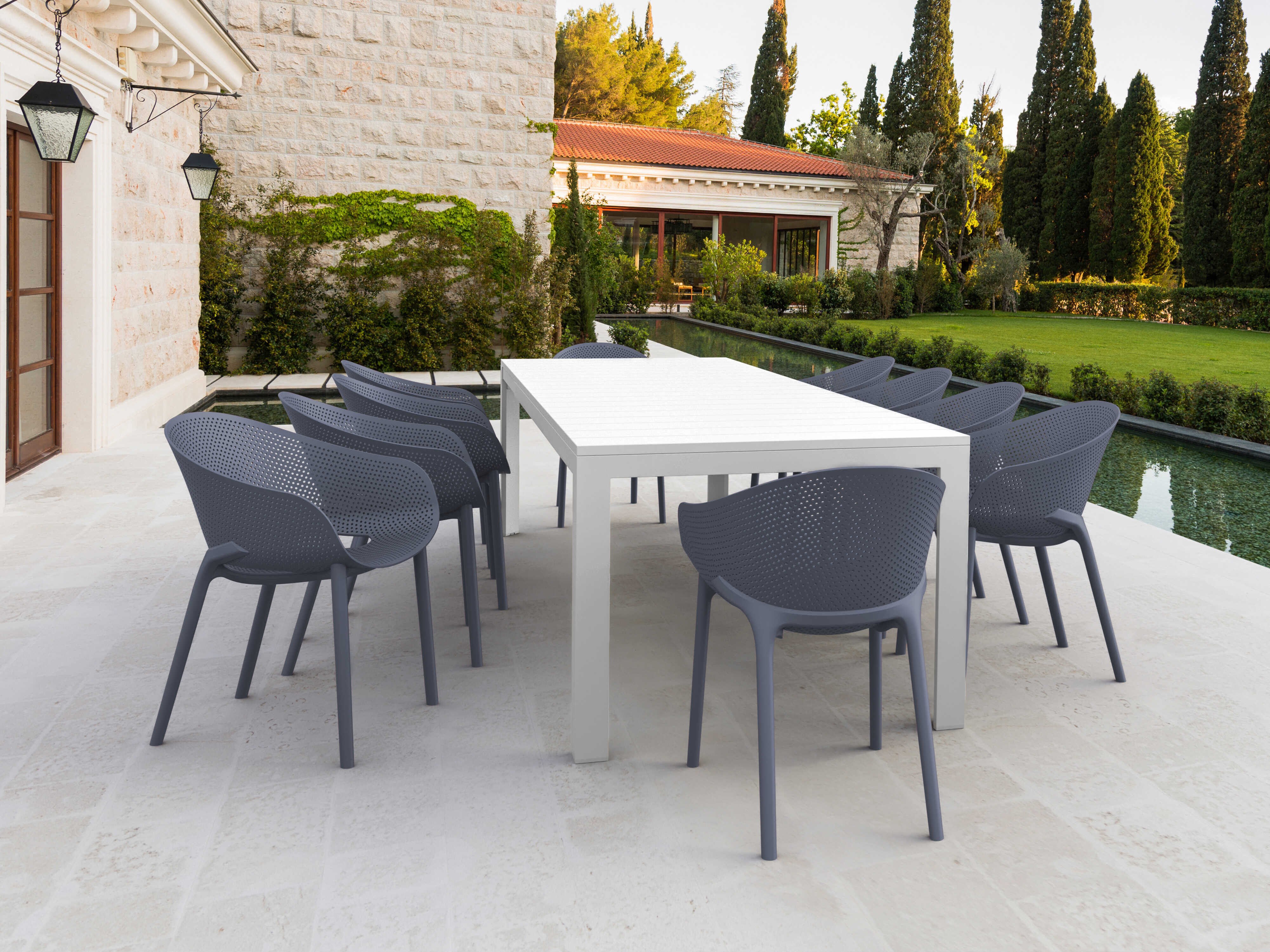 Compamia Sky White Dark Gray Polypropylene Dining Set