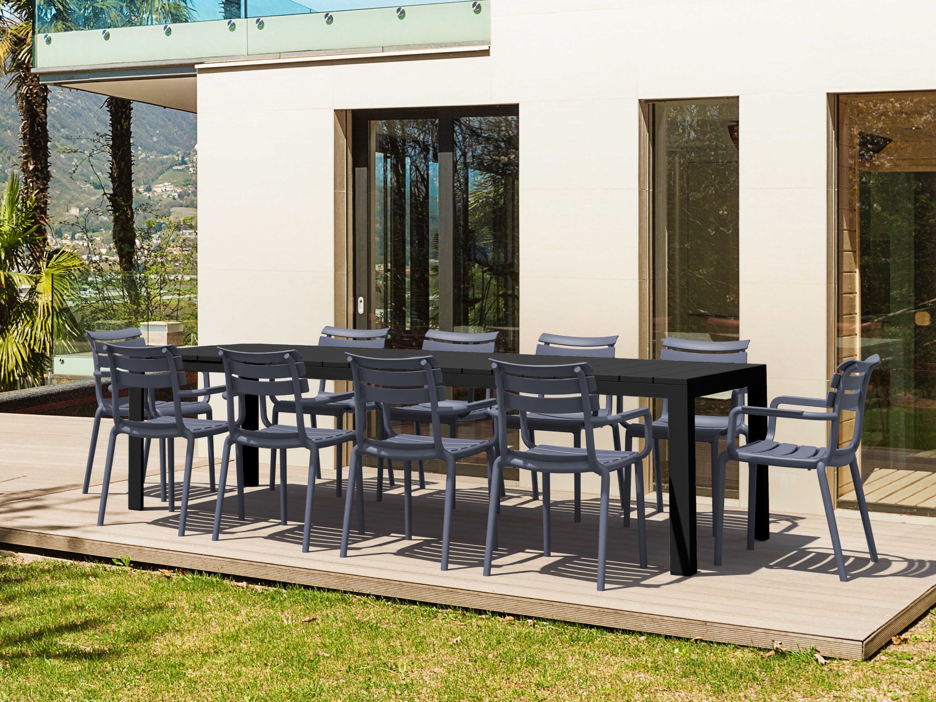 Compamia Paris Black Dark Gray Polypropylene Dining Set
