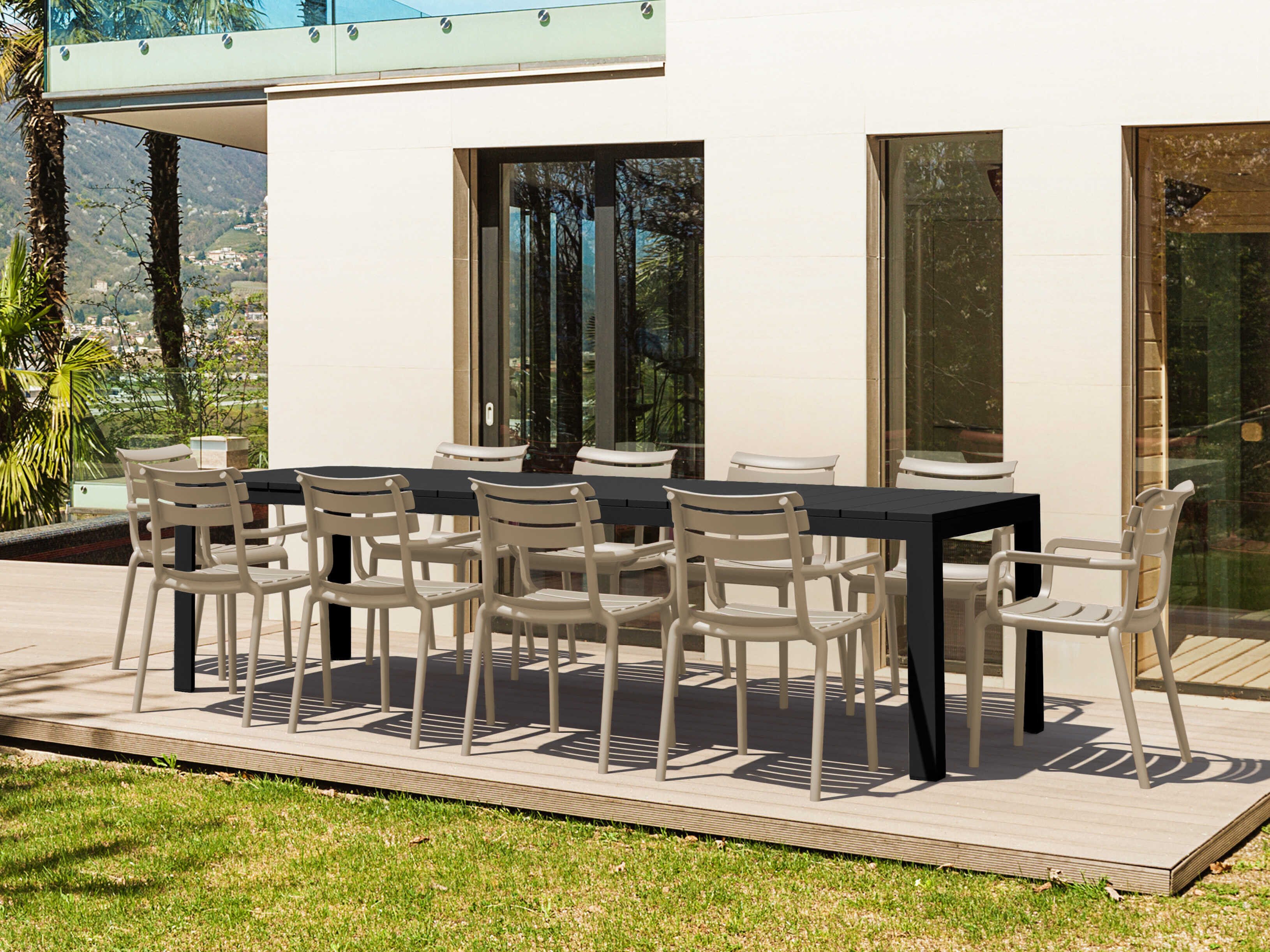 Compamia Paris Black Taupe Polypropylene Dining Set