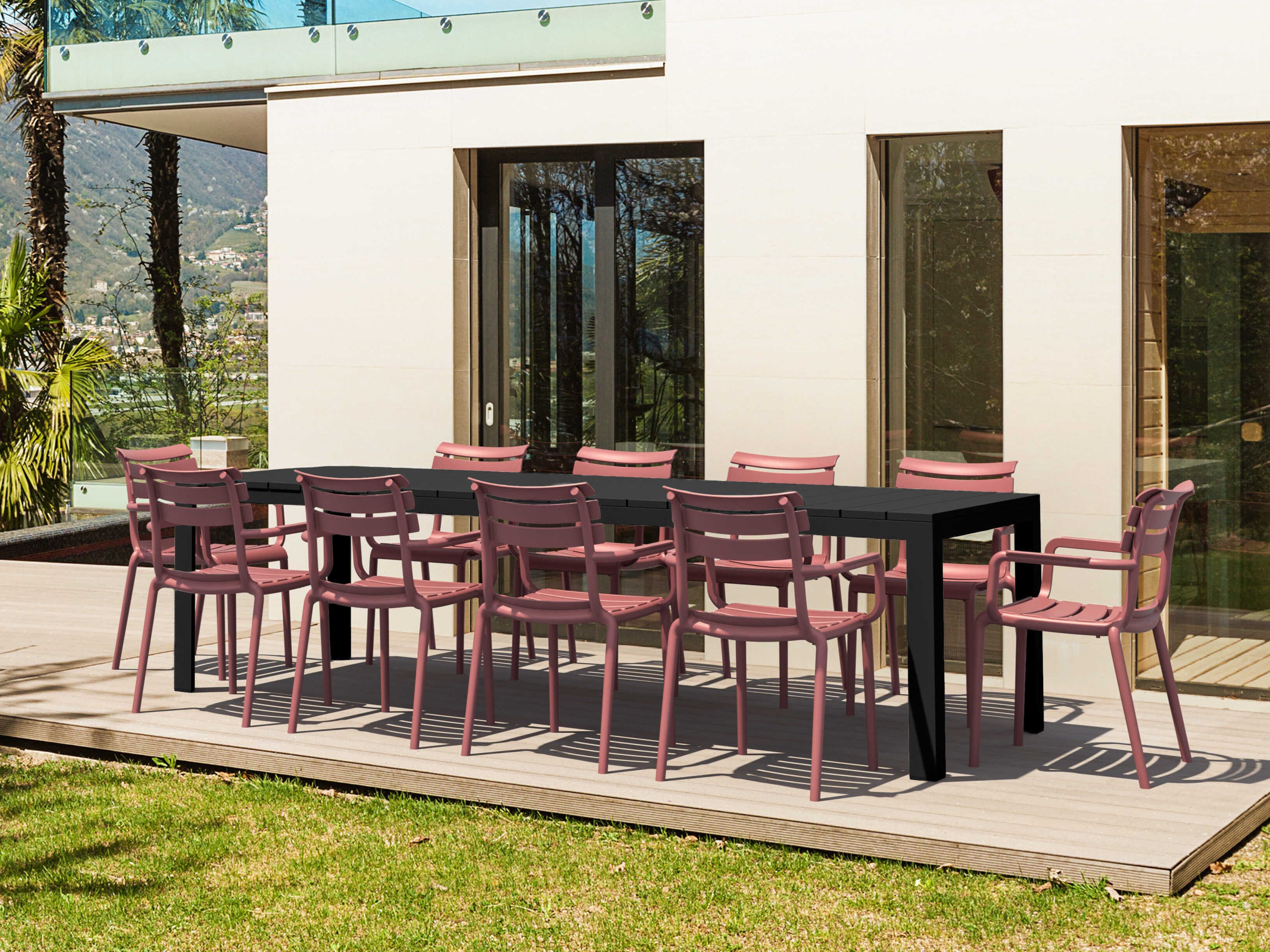 Compamia Paris Black Marsala Polypropylene Dining Set