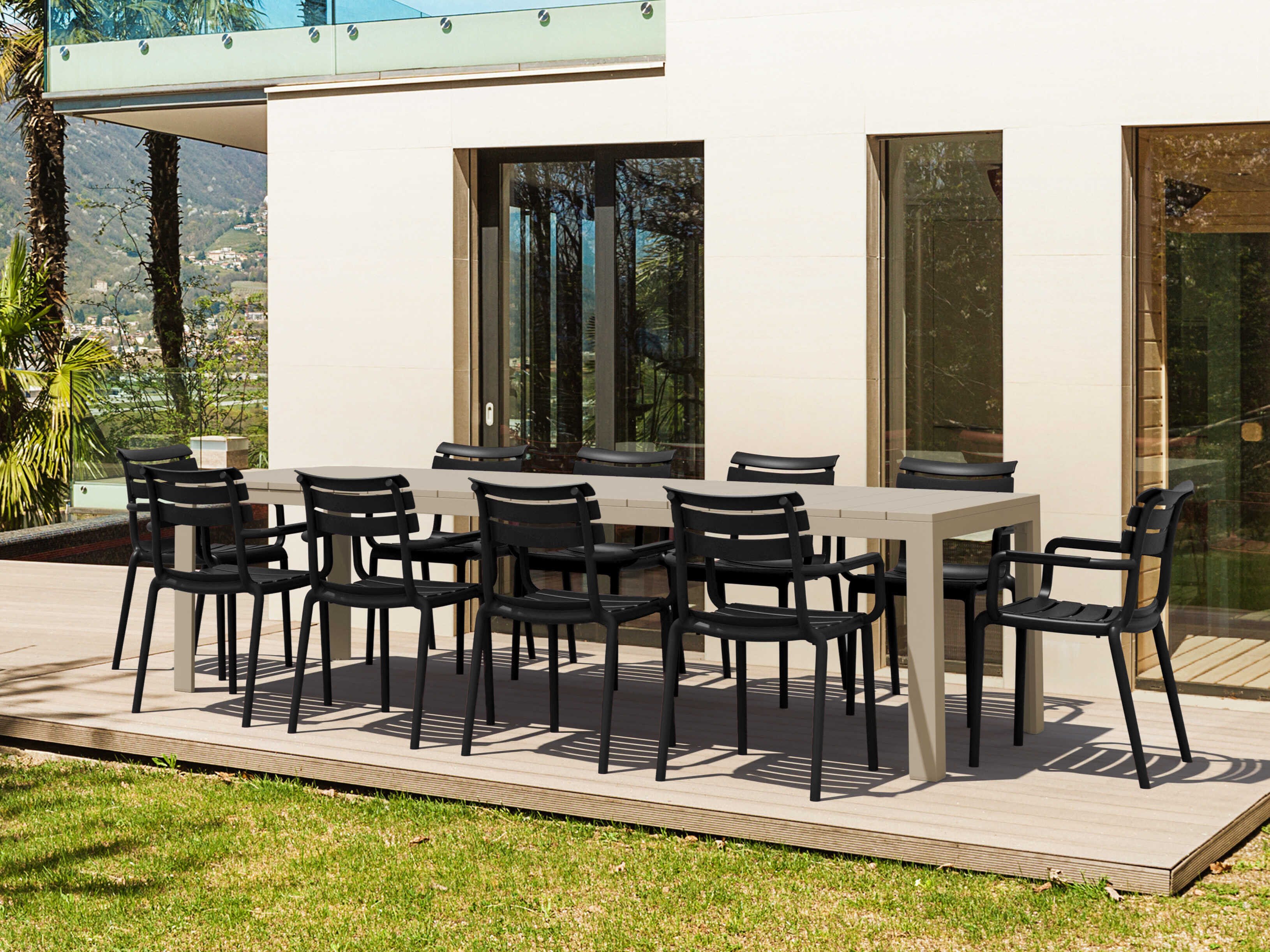 Compamia Paris Taupe Black Polypropylene Dining Set