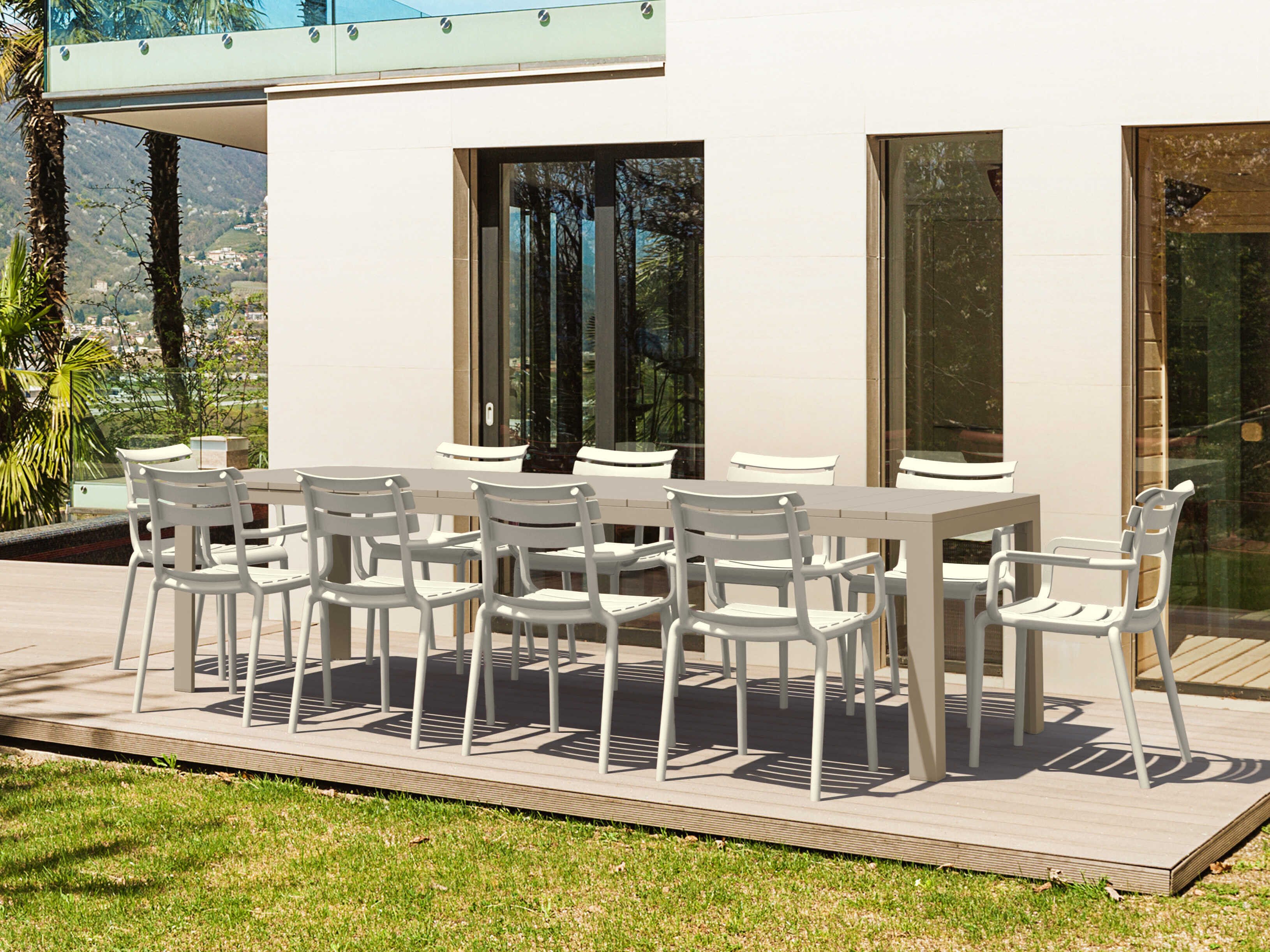 Compamia Paris Taupe White Aluminum Dining Set