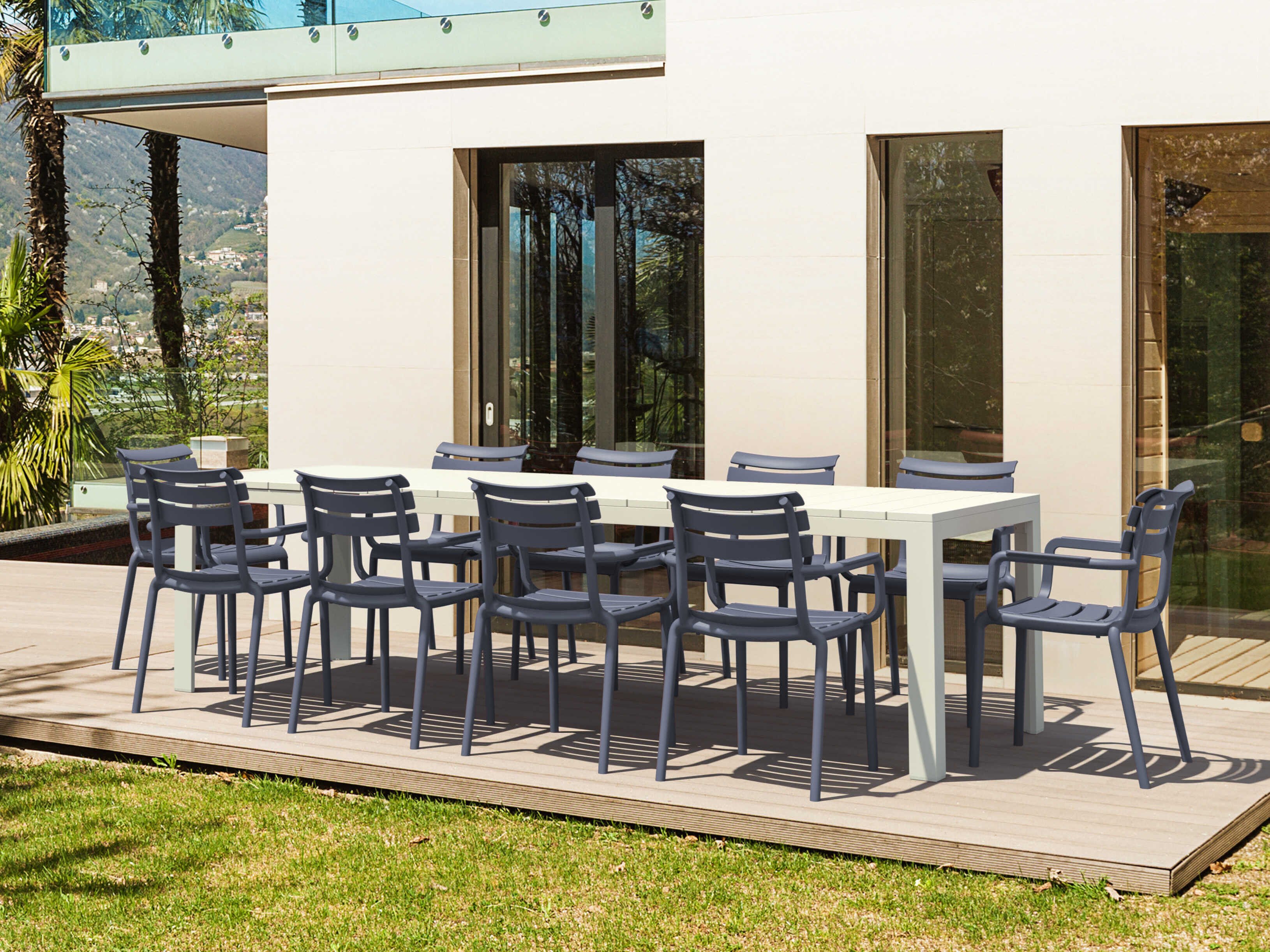 Compamia Paris White Dark Gray Polypropylene Dining Set