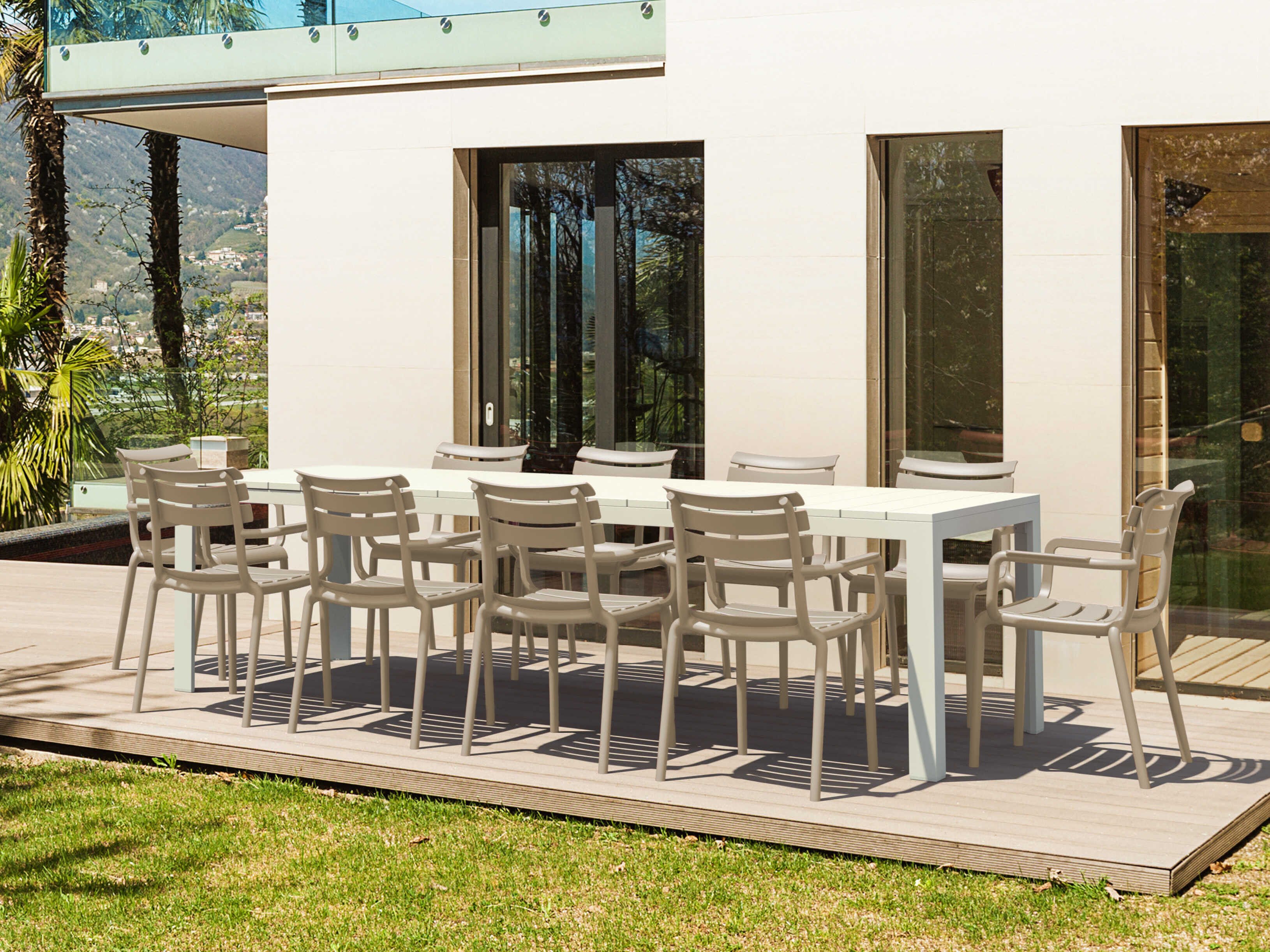 Compamia Paris White Taupe Polypropylene Dining Set