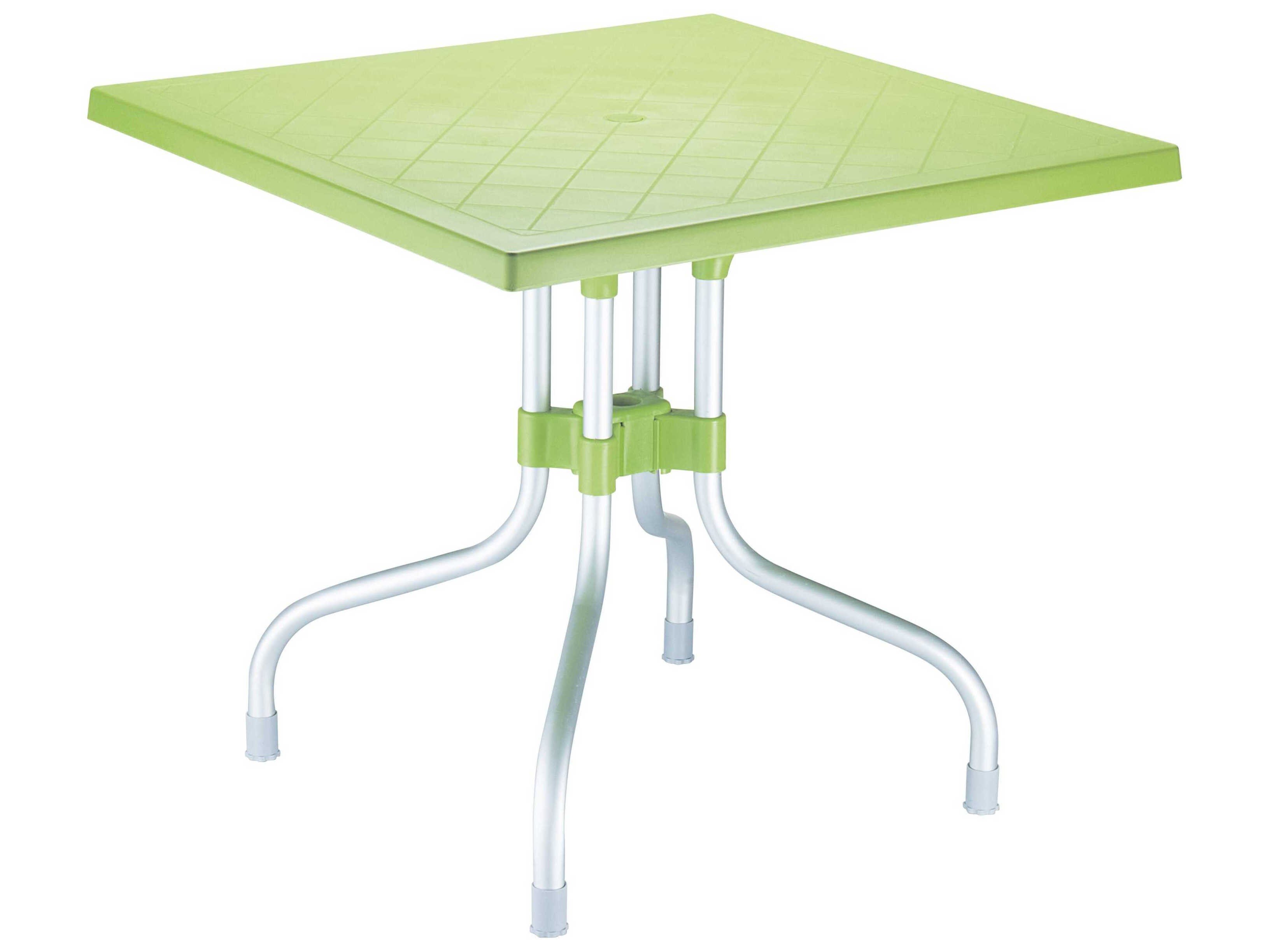 Compamia Forza Apple Green Aluminum Square Umbrella Hole Dining Table