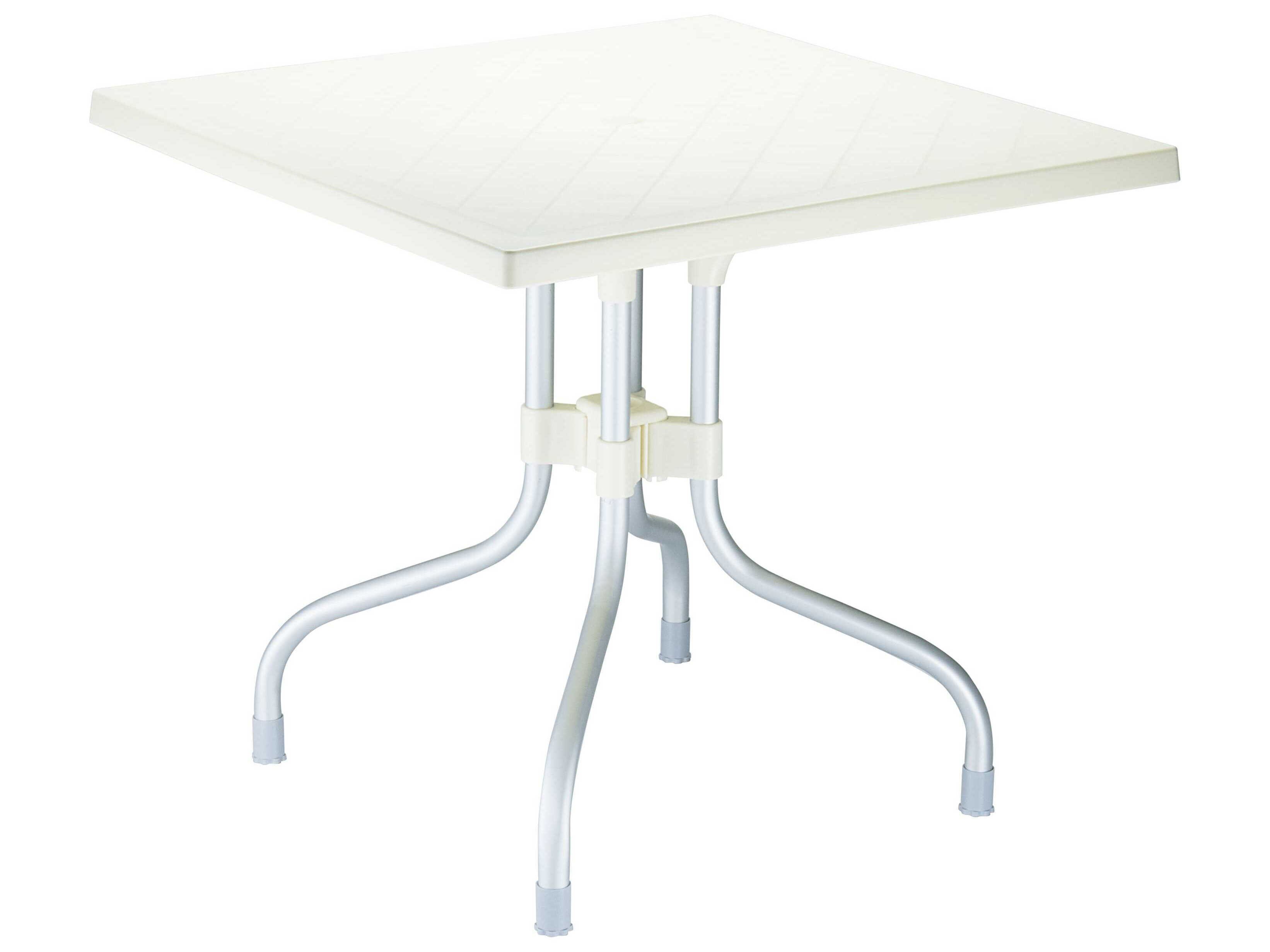 Compamia Forza Beige Aluminum Square Umbrella Hole Dining Table