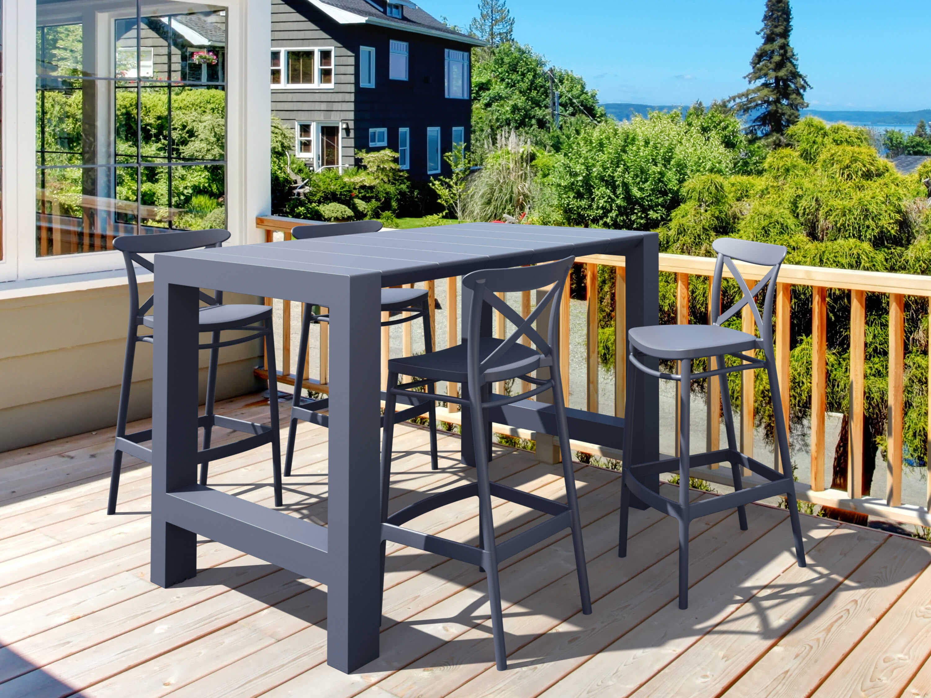 Compamia Vegas Dark Gray Polypropylene Dining Set
